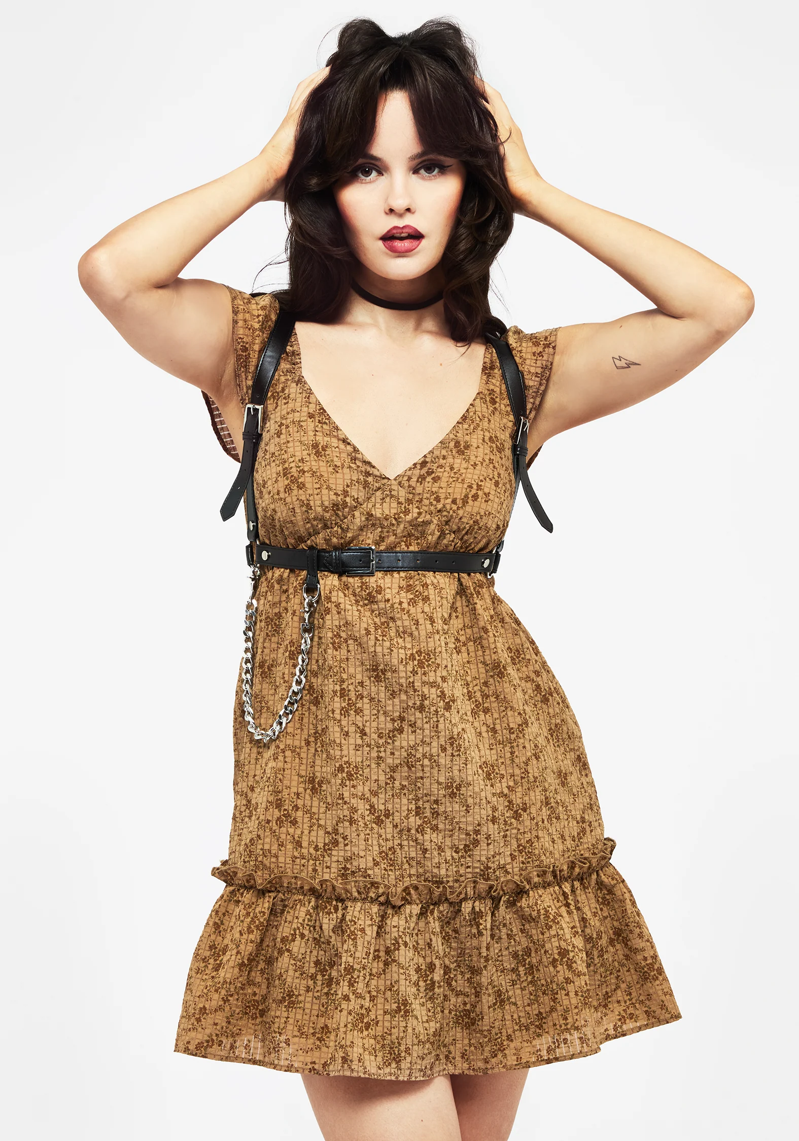 Amelia Floral Print Tiered Mini Dress - Image 5