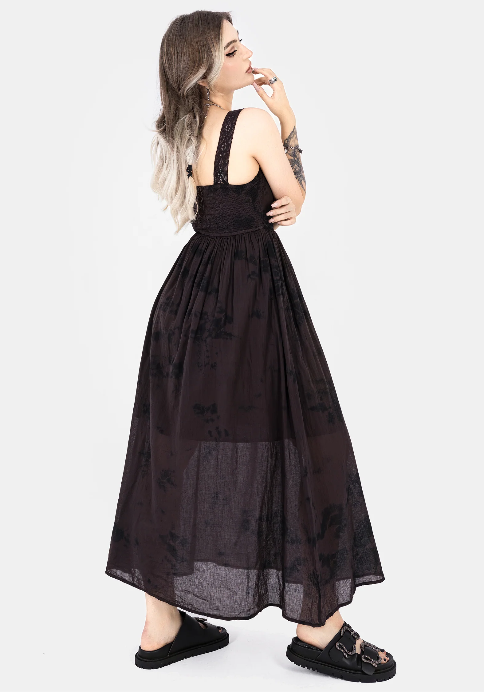 Burnout Tie Die Cotton Midaxi Dress - Image 3