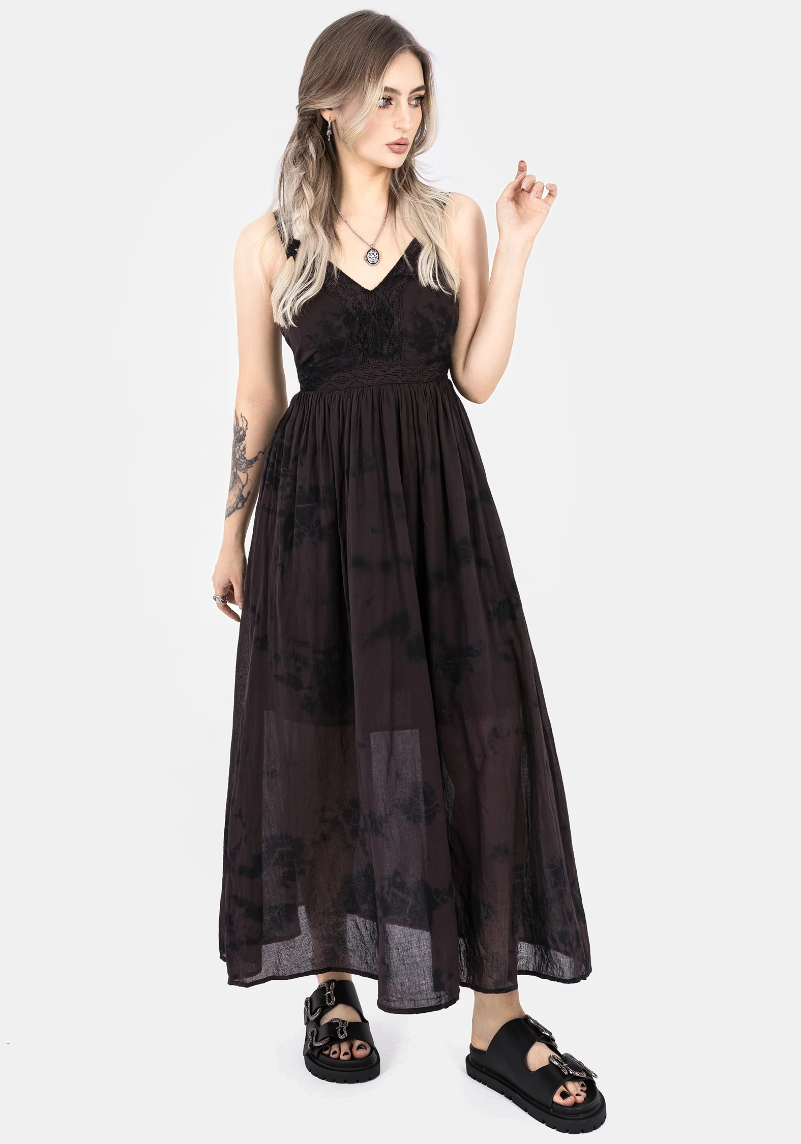 Burnout Tie Die Cotton Midaxi Dress - Image 7