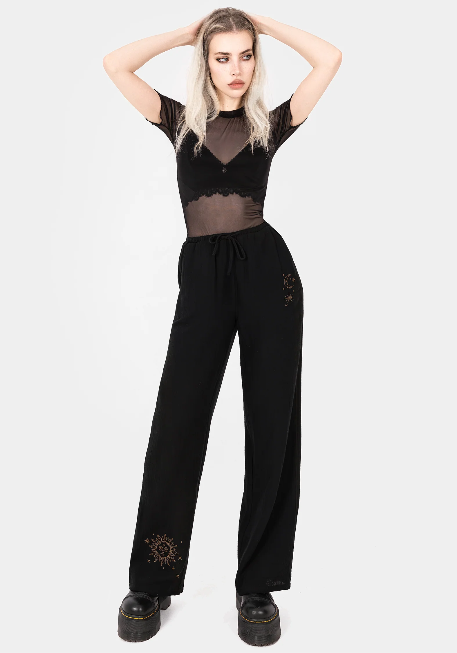 Cosmos Embroidered Wide Leg Trousers - Image 4