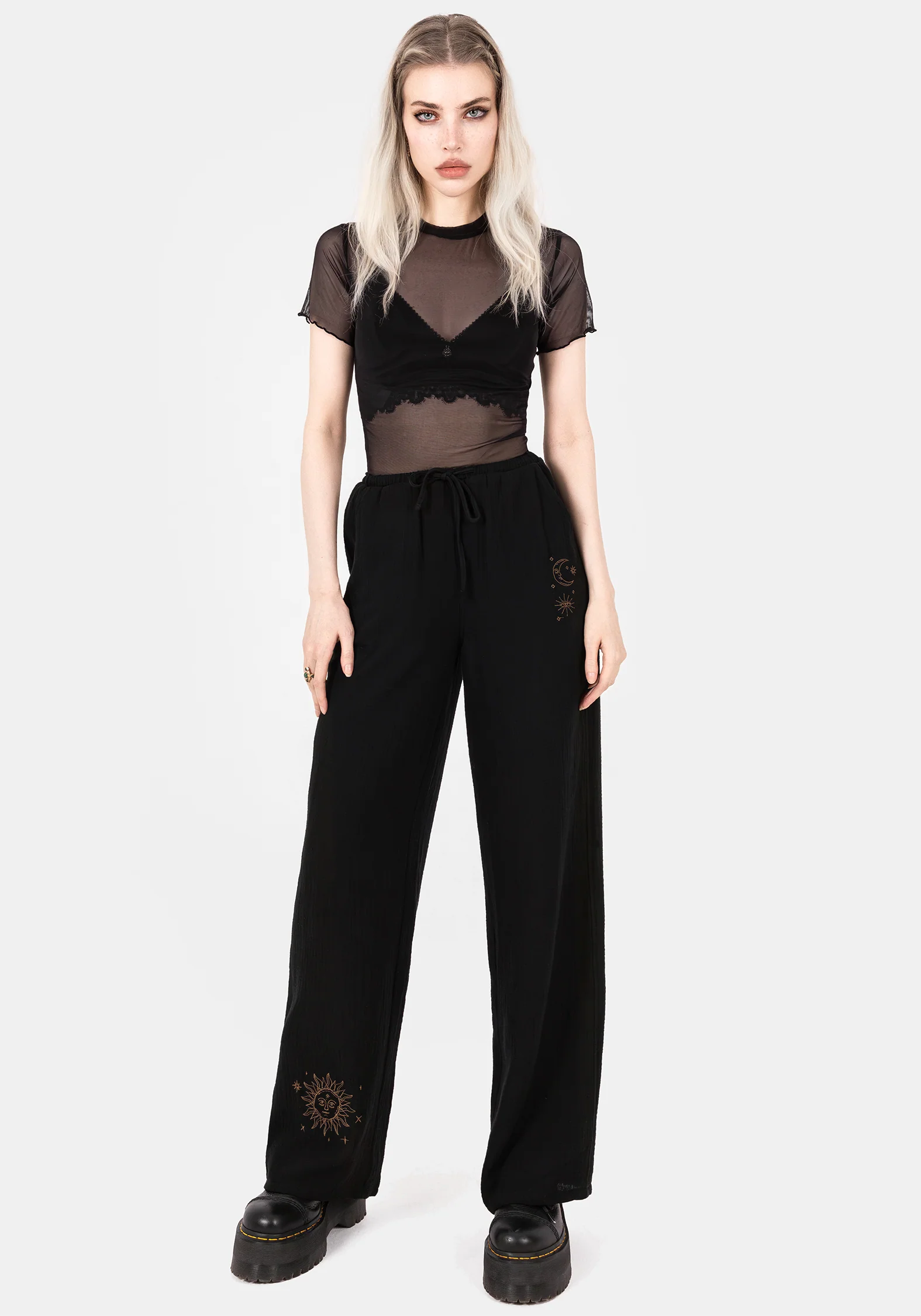 Cosmos Embroidered Wide Leg Trousers - Image 6