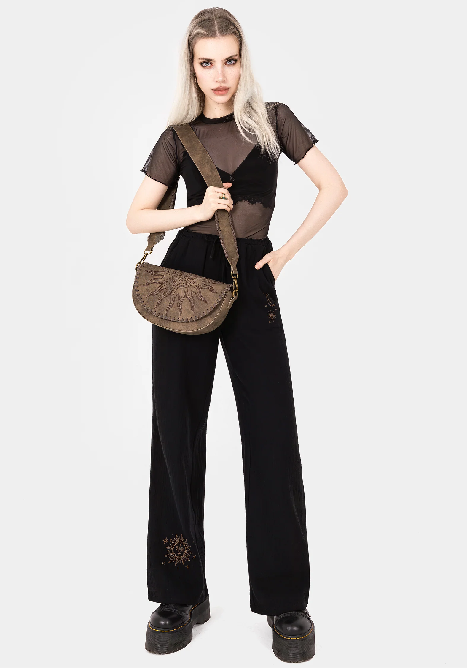 Cosmos Embroidered Wide Leg Trousers - Image 8