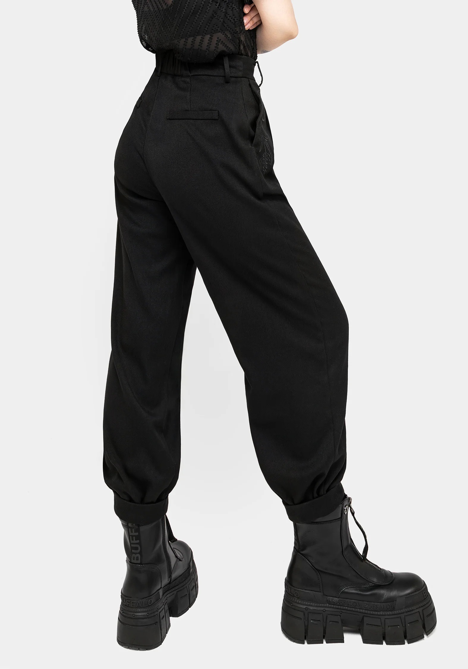 Dianne Embroidered Balloon Trousers - Black - Image 3