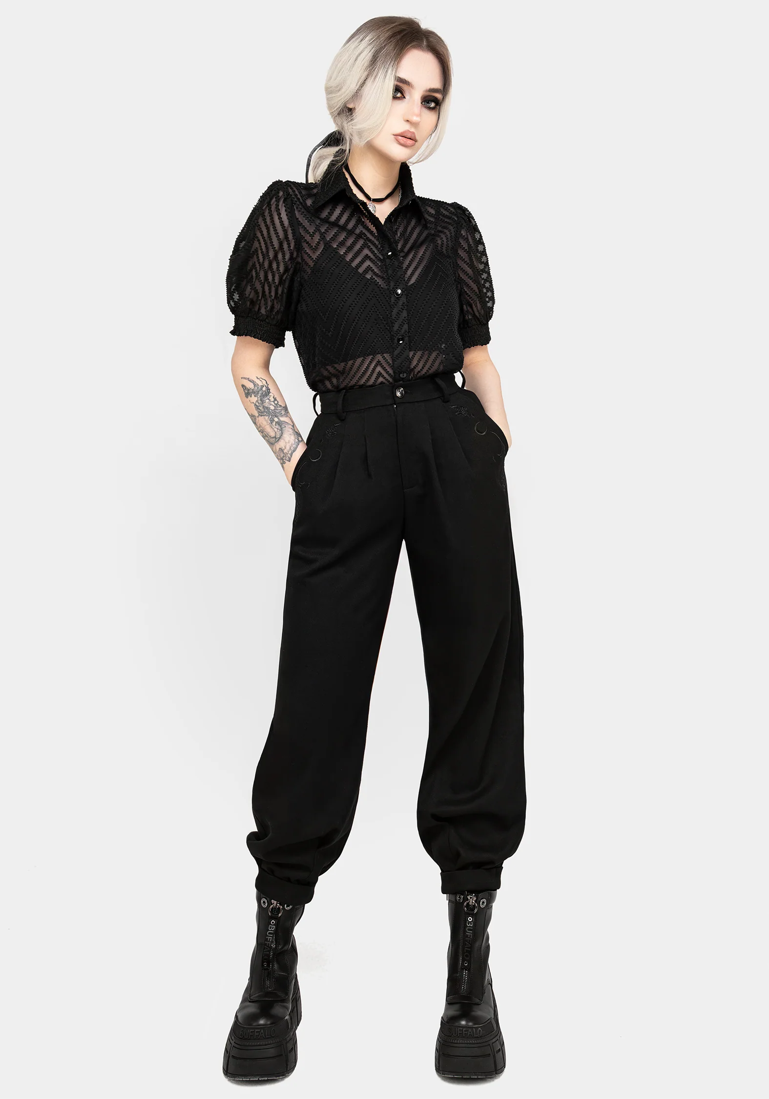 Dianne Embroidered Balloon Trousers - Black - Image 4