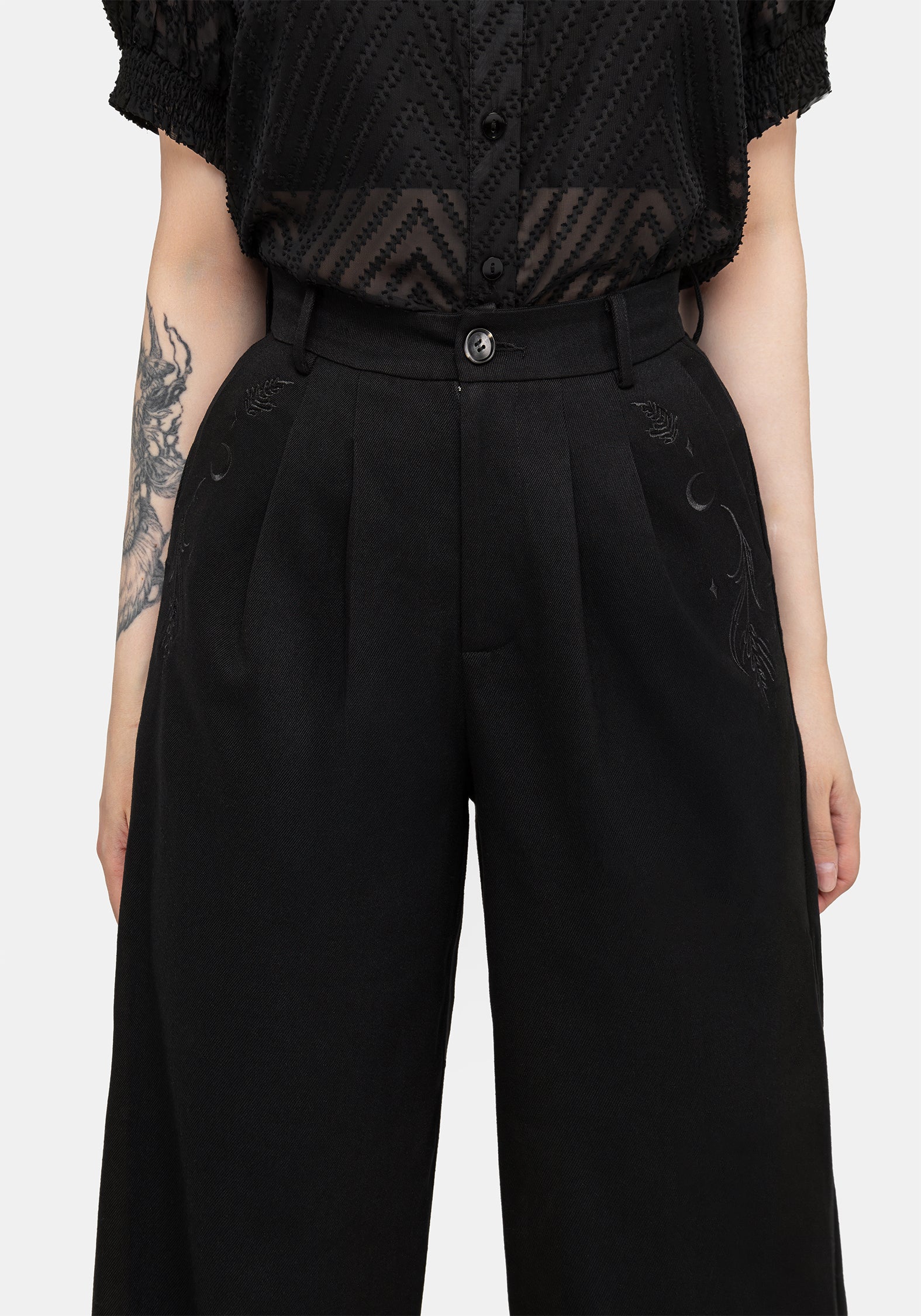 Dianne Embroidered Balloon Trousers - Black - Image 7