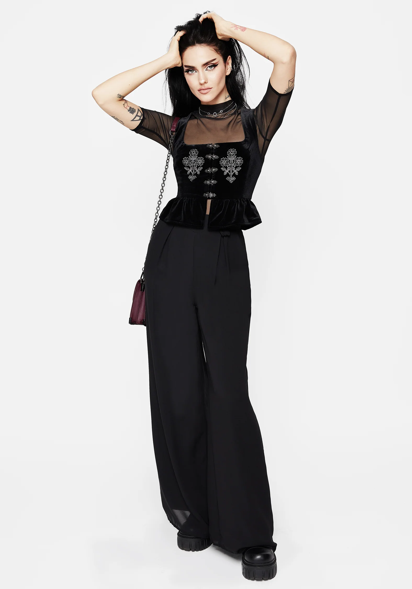 Hellebore Floral Embroidered Waistcoat Top - Image 6