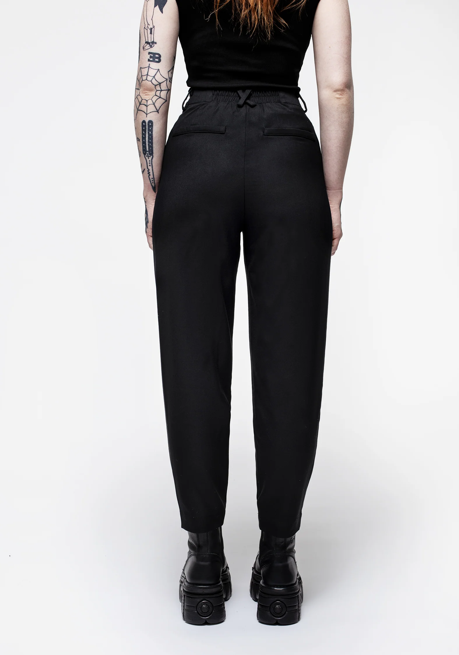 Malverde High Waist Tapered Trousers - Black - Image 3