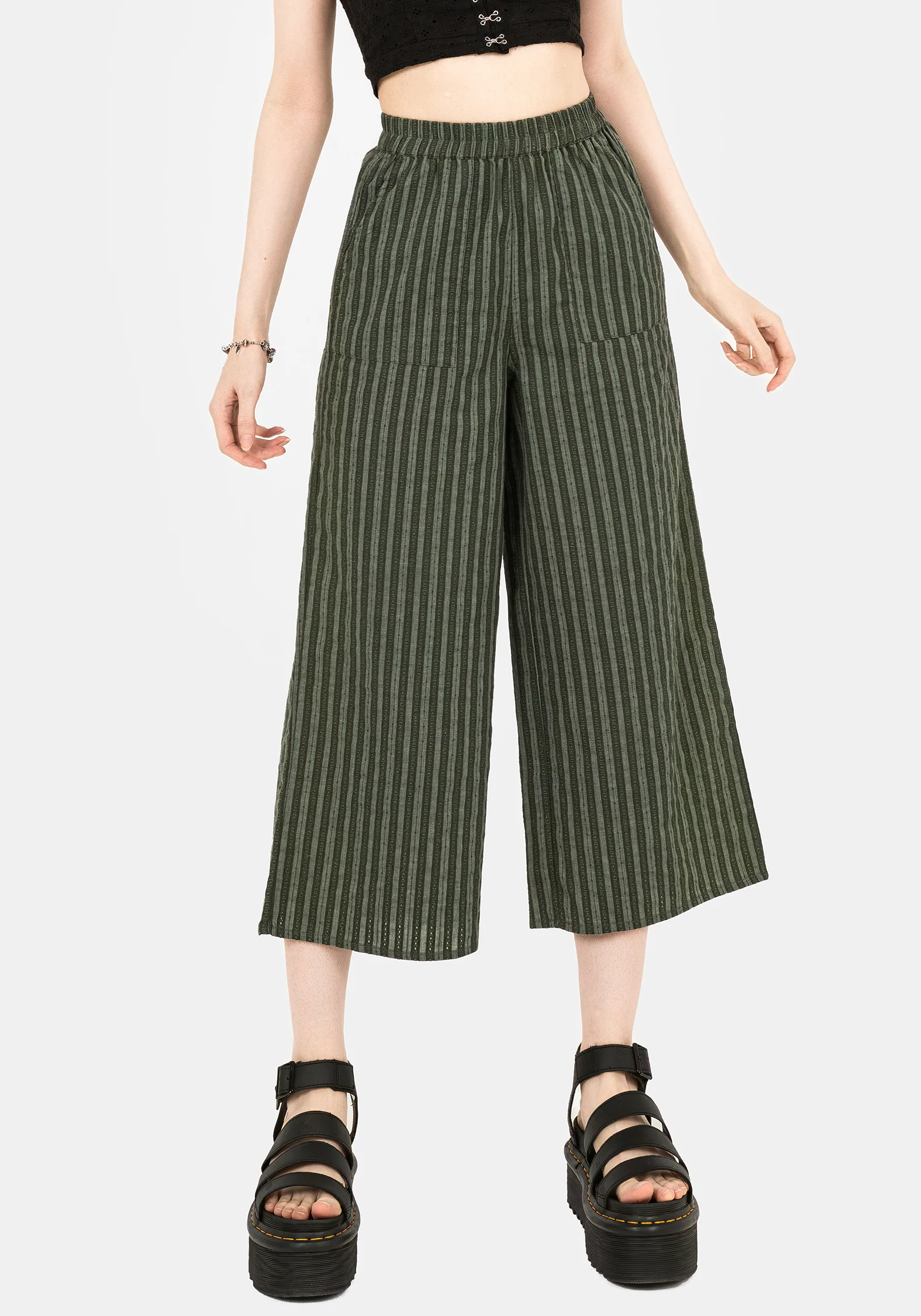 Memorantia Wide Leg Culottes - Green - Image 4