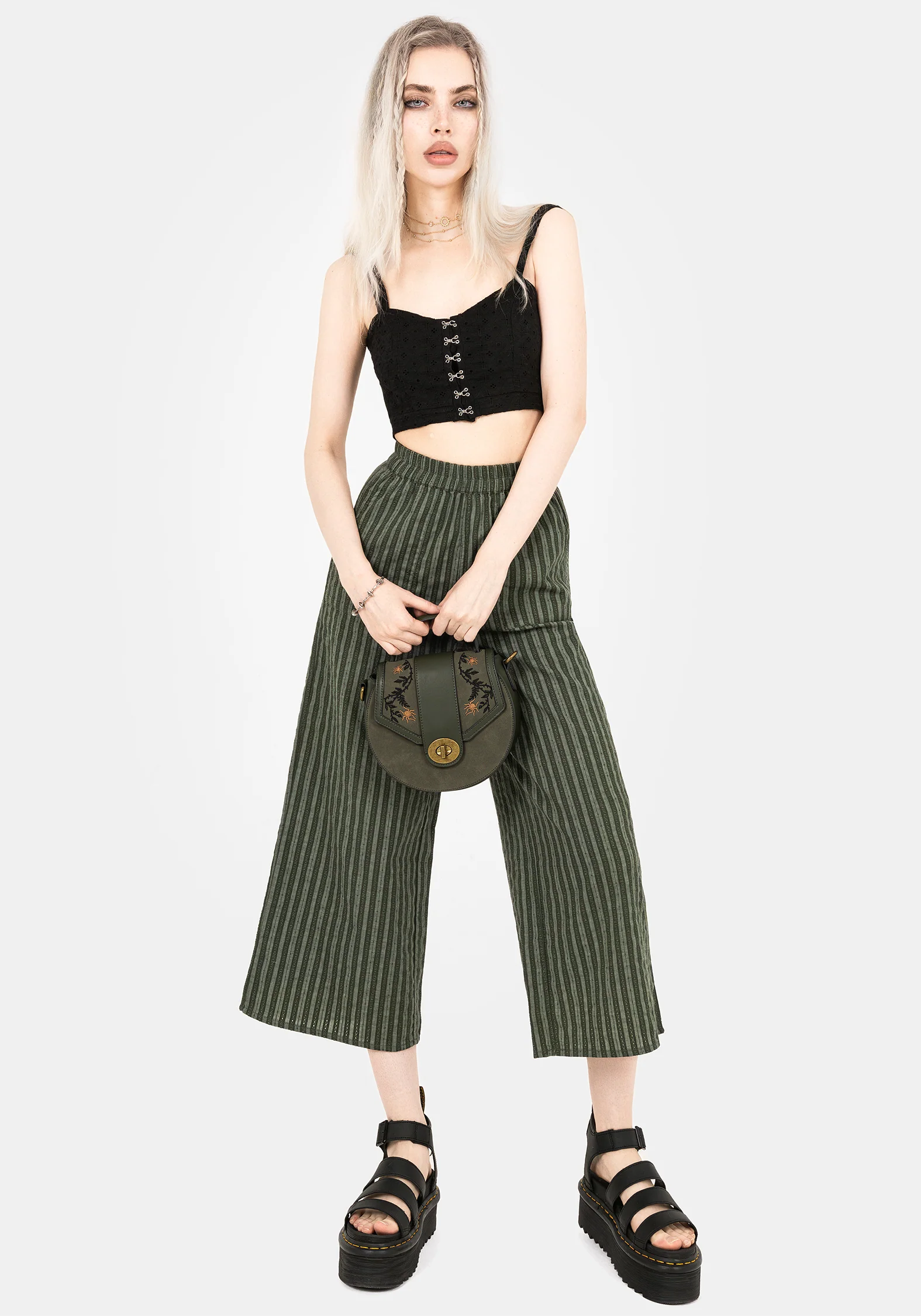 Memorantia Wide Leg Culottes - Green - Image 5
