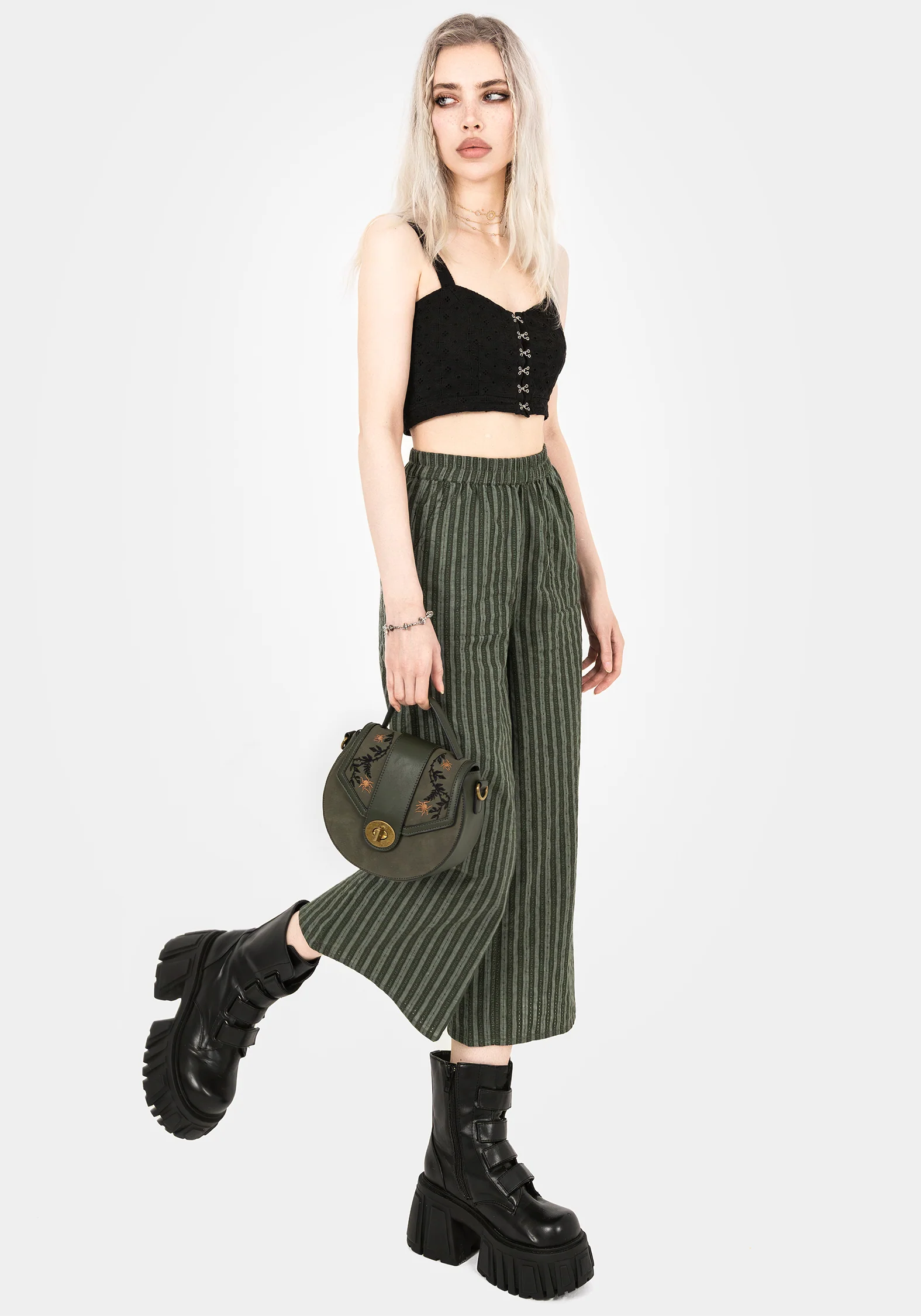Memorantia Wide Leg Culottes - Green - Image 6