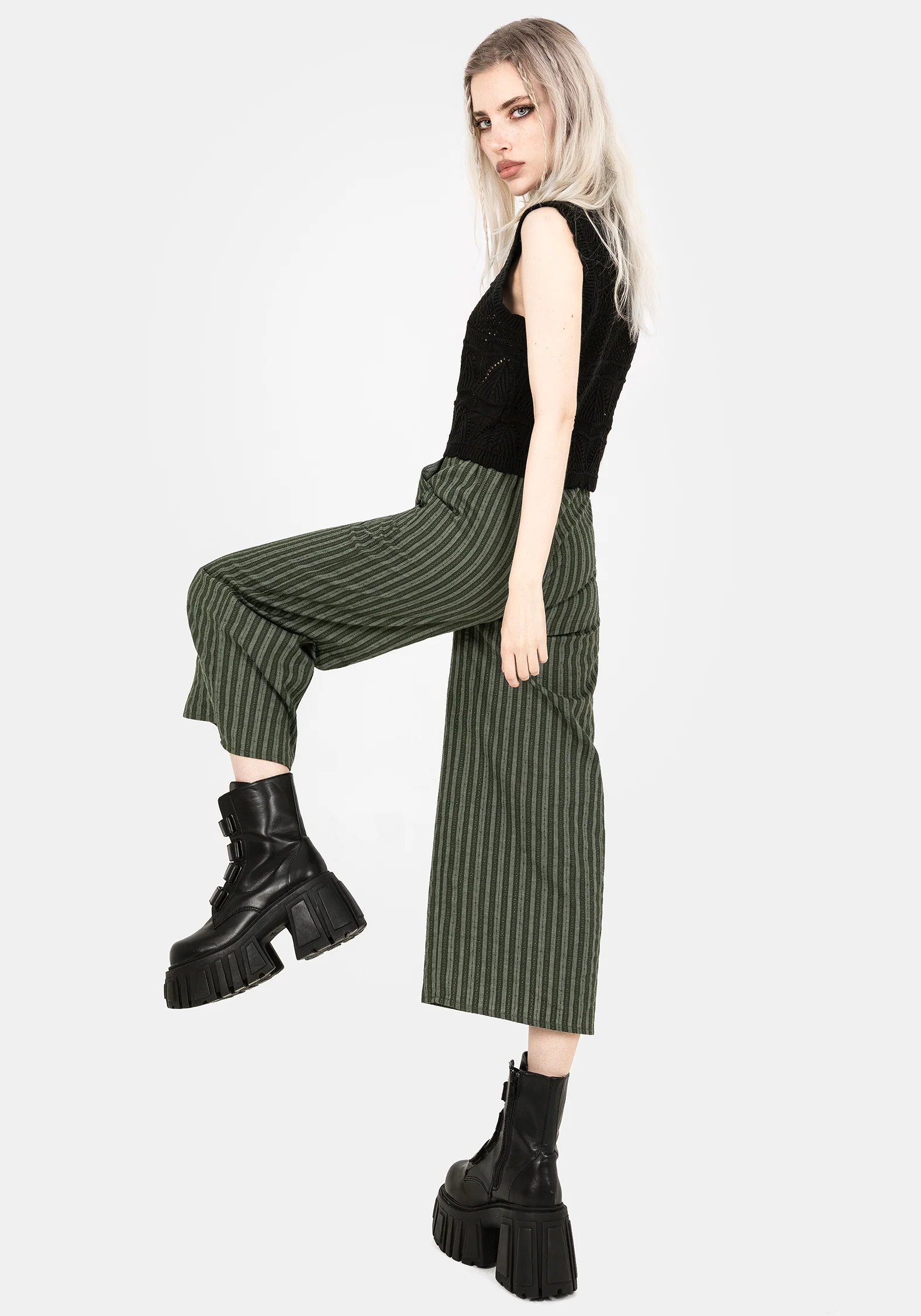 Memorantia Wide Leg Culottes - Green - Image 8