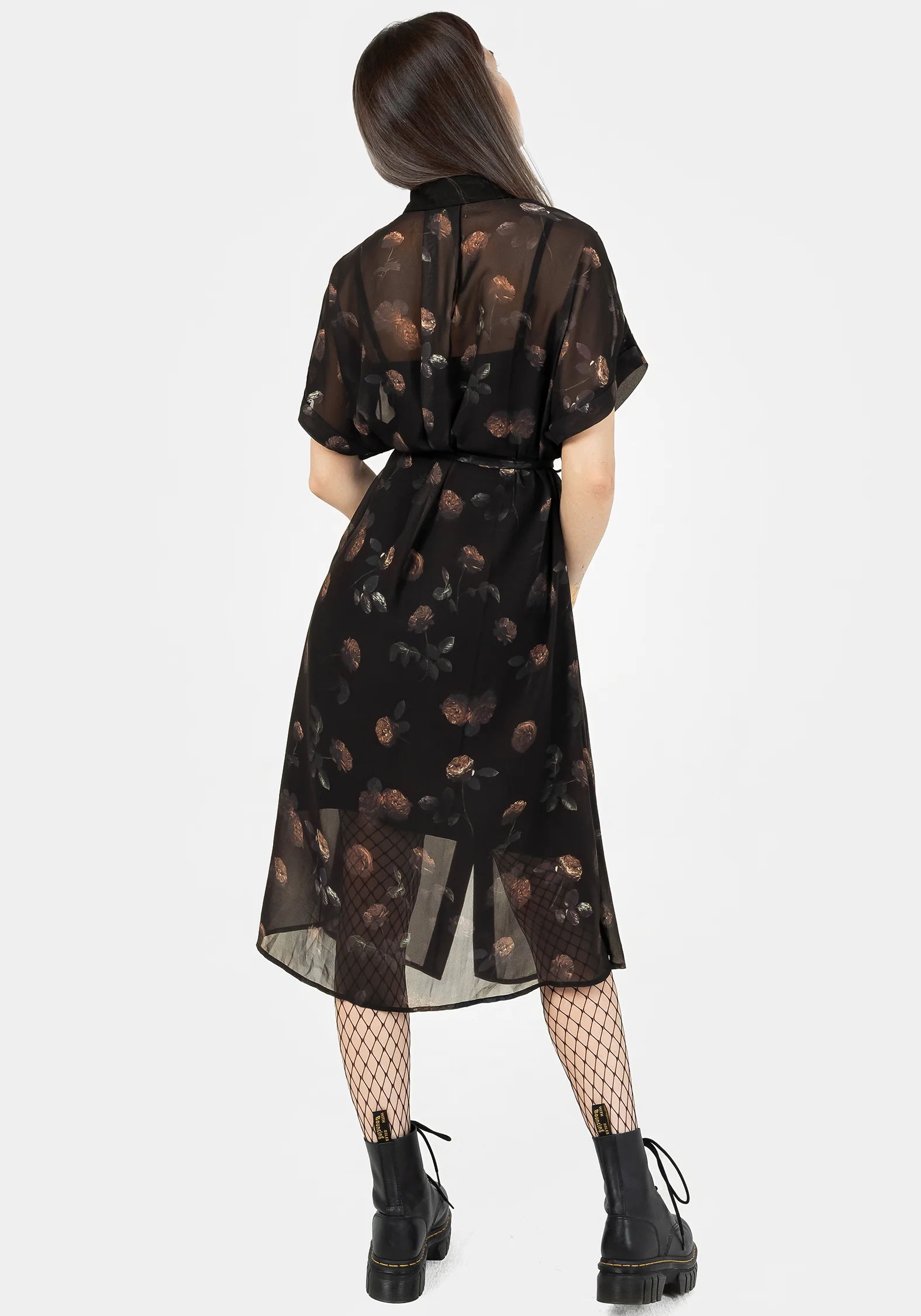 Monica Floral Chiffon Midi Shirt Dress - Image 3