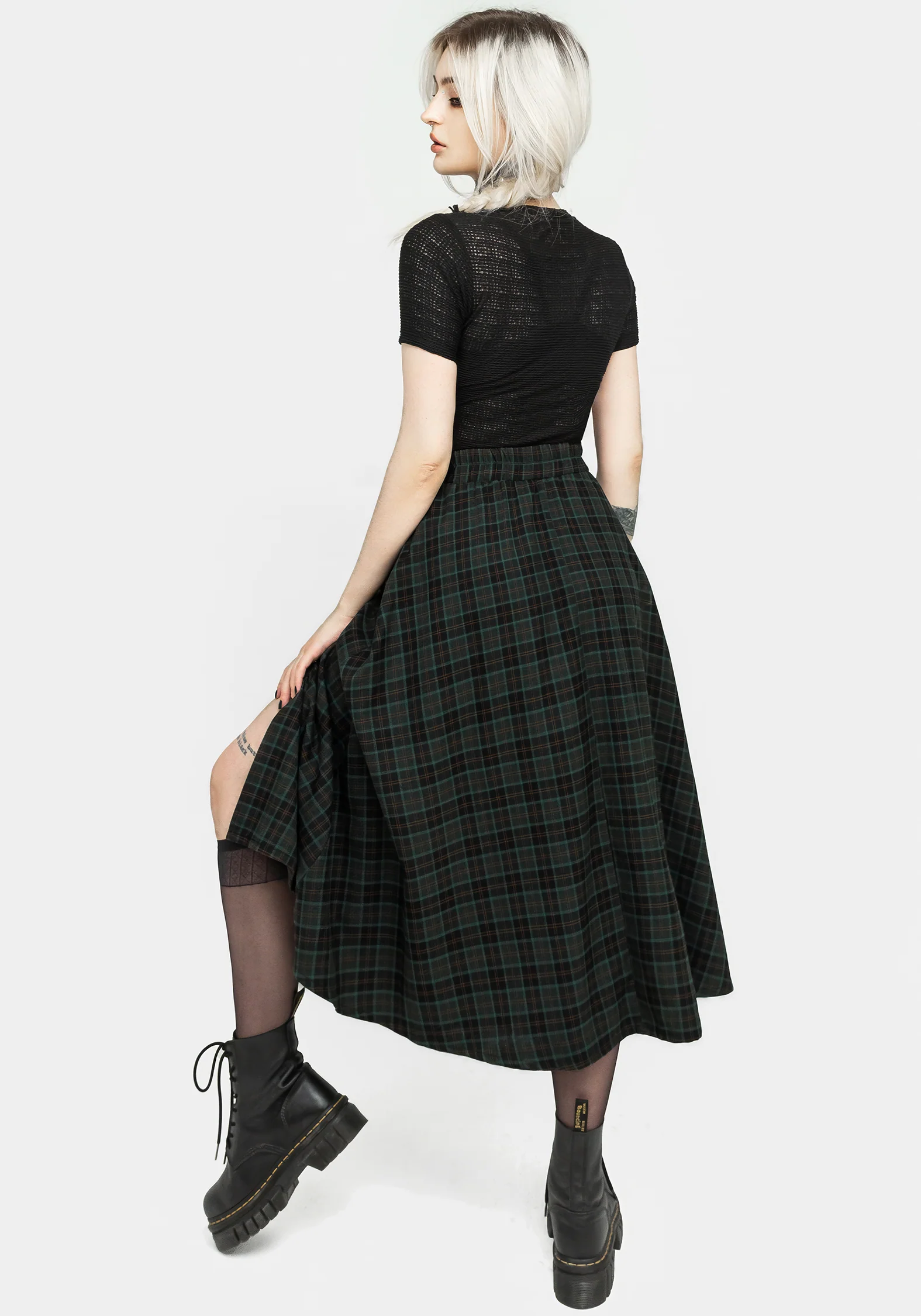 Nightingale Buckled Check Midi Skirt - Image 3
