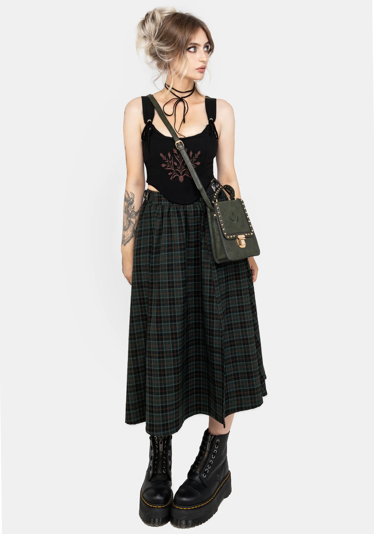Nightingale Buckled Check Midi Skirt - Image 6