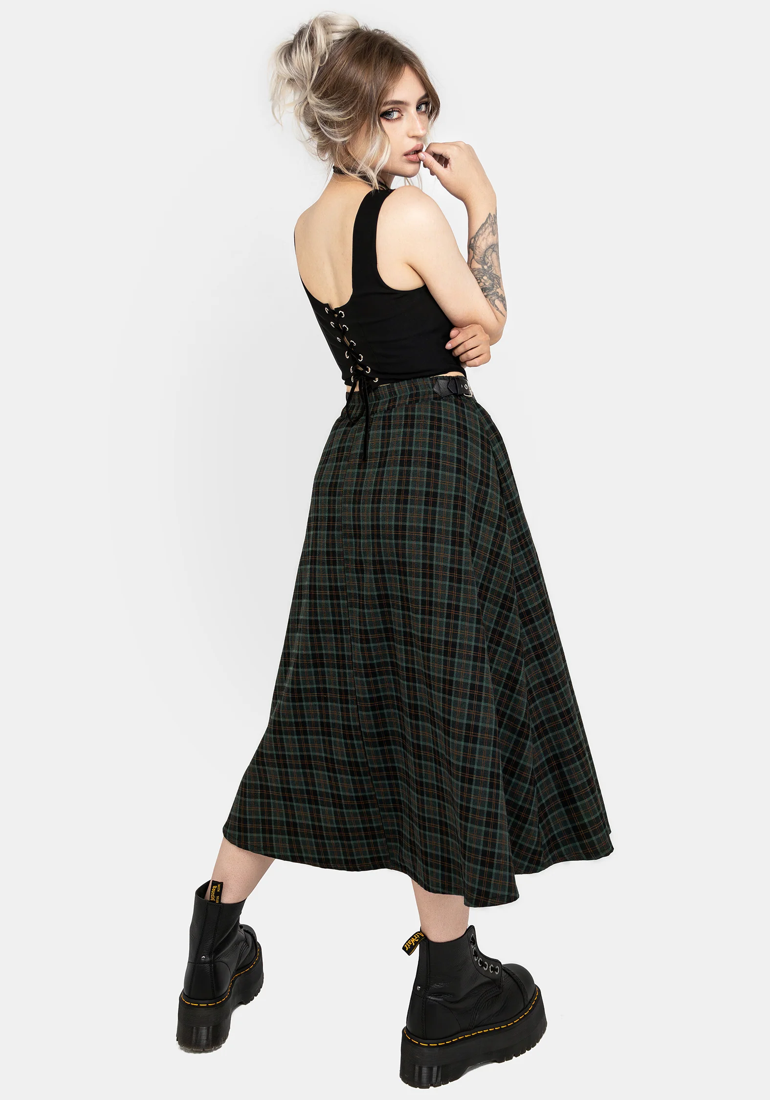 Nightingale Buckled Check Midi Skirt - Image 8