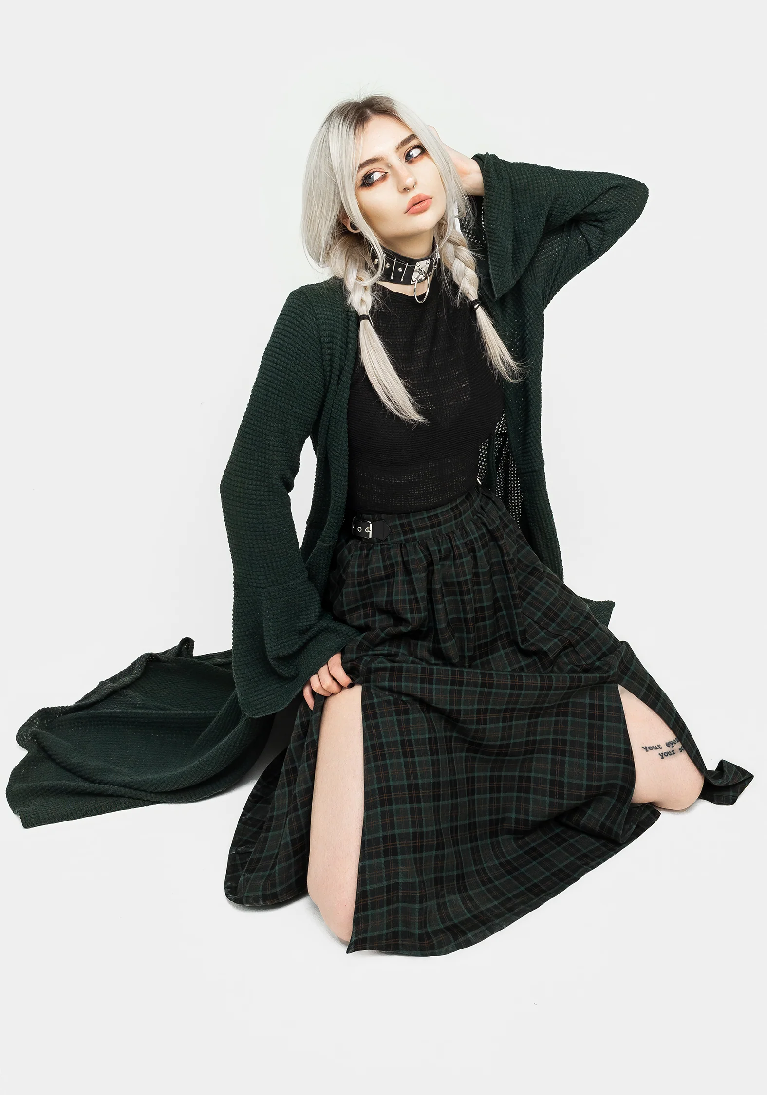 Nightingale Buckled Check Midi Skirt - Image 9