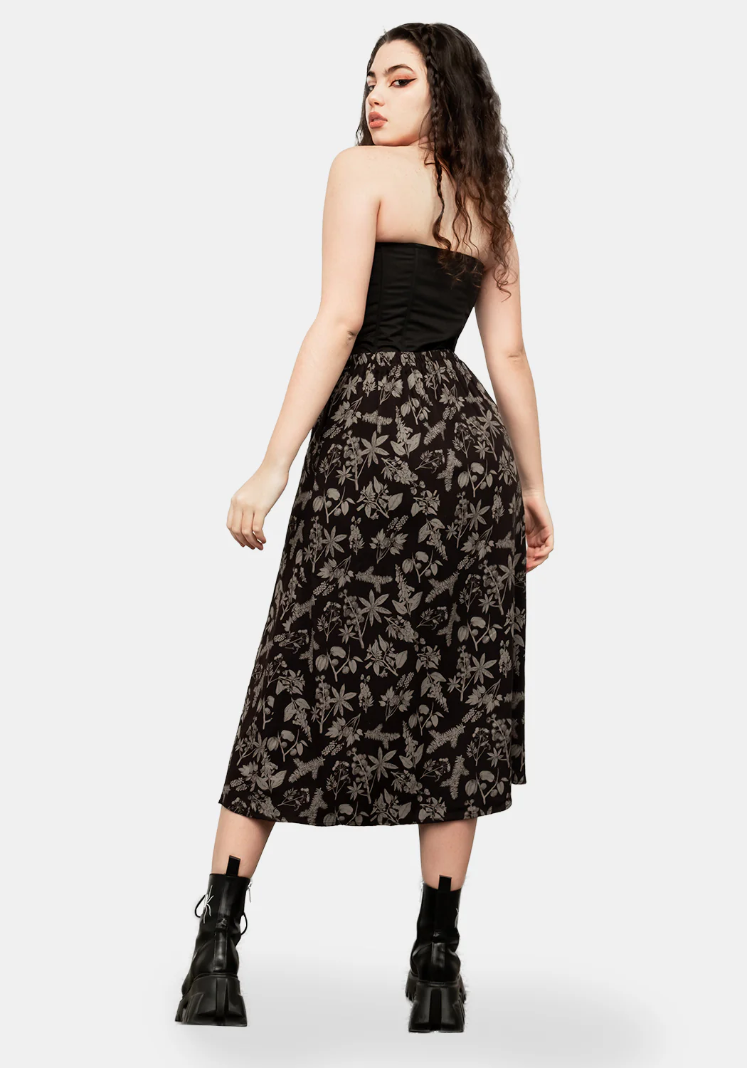 POISONOUS PLANT SPLIT MIDI SKIRT - Image 3