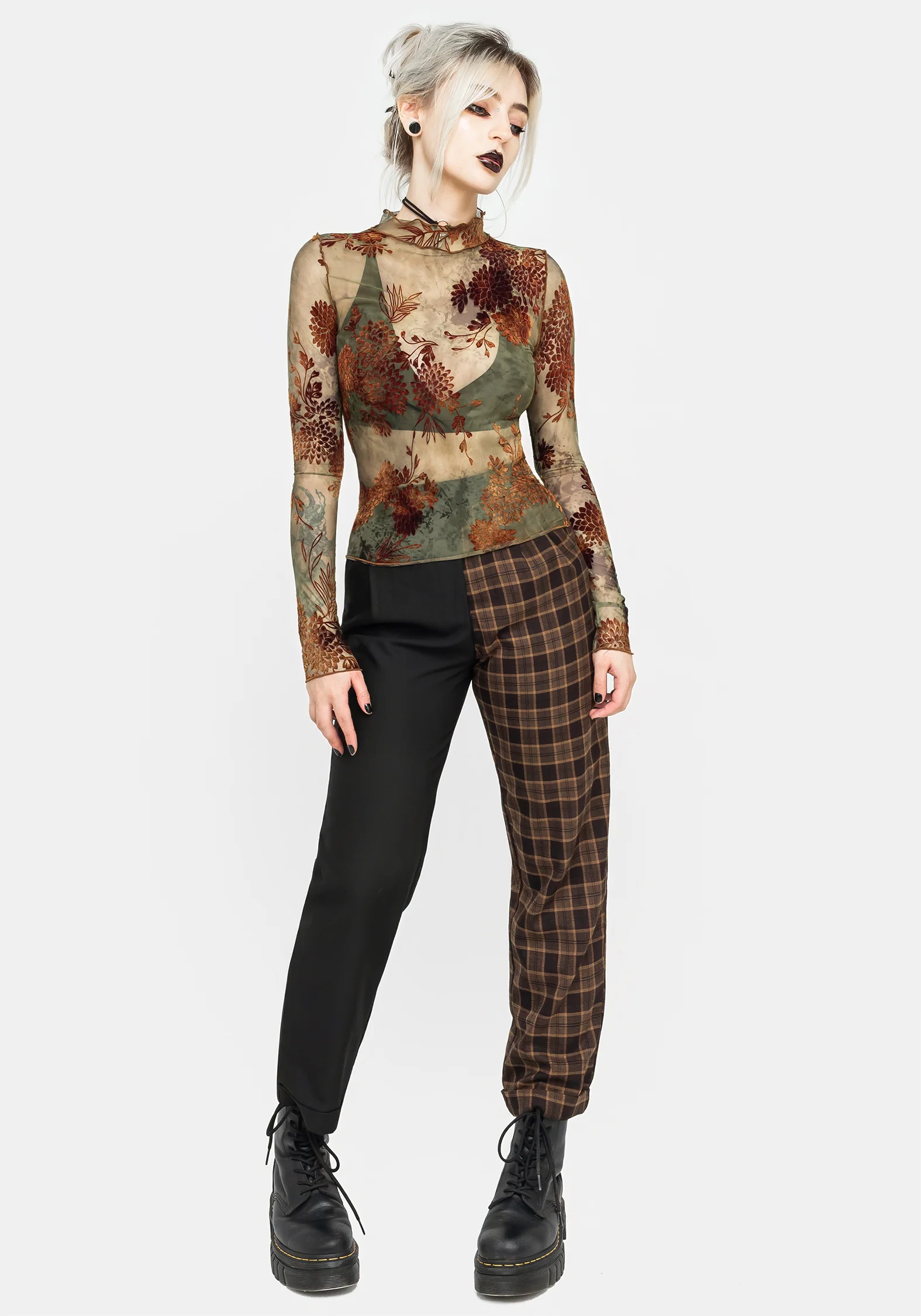 Rosaleigh Flock Velour Mesh Long Sleeve Top - Image 5