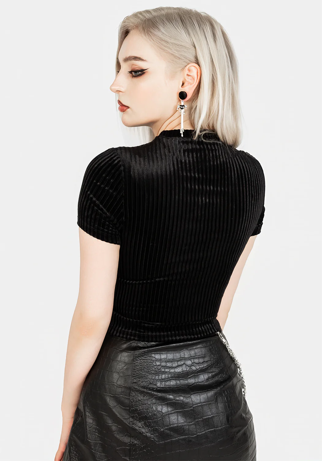 Rosaline Velour Rib Crop Top - Image 3