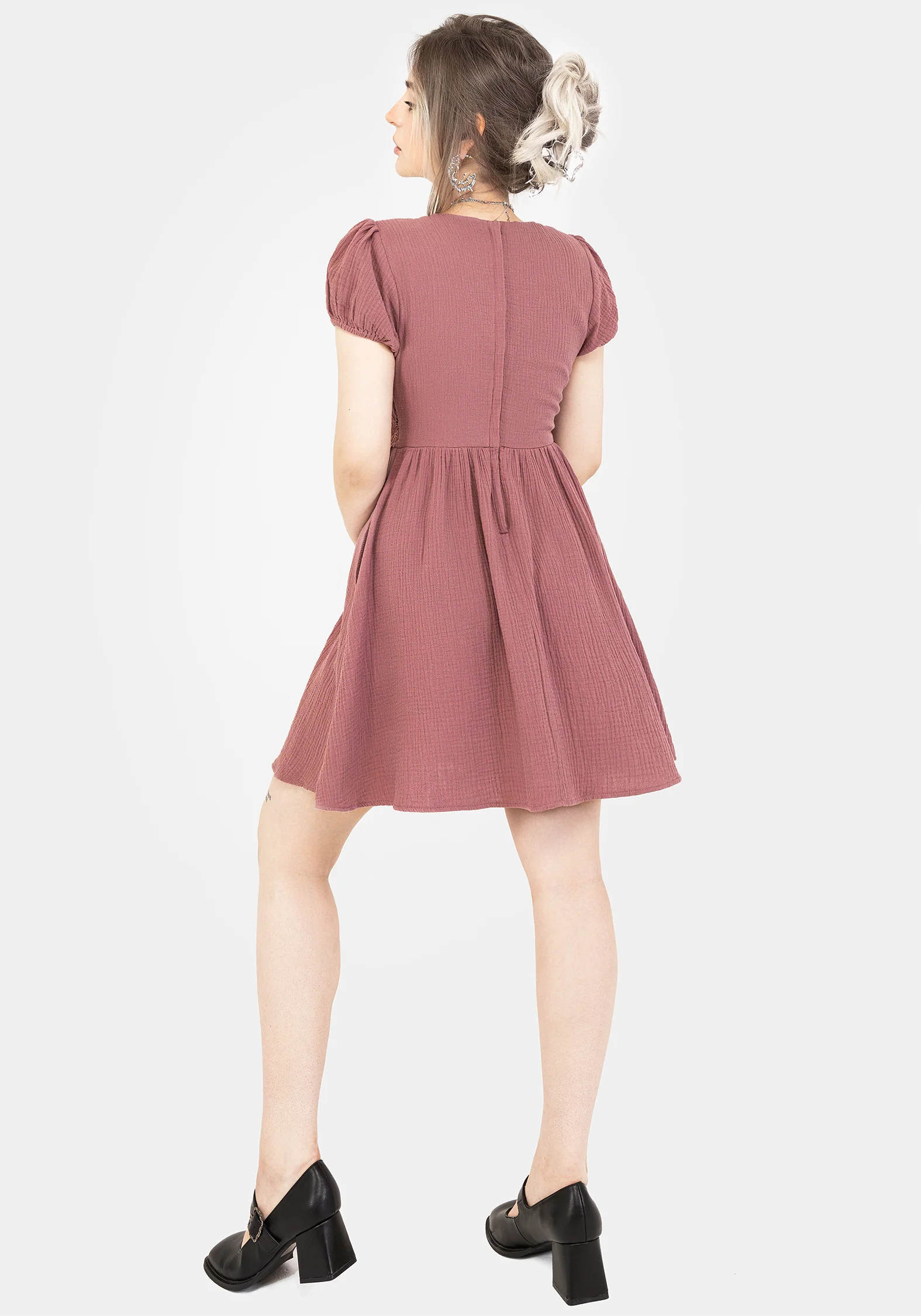 Rosamoth Applique Trim Cotton Mini Smock Dress - Image 3