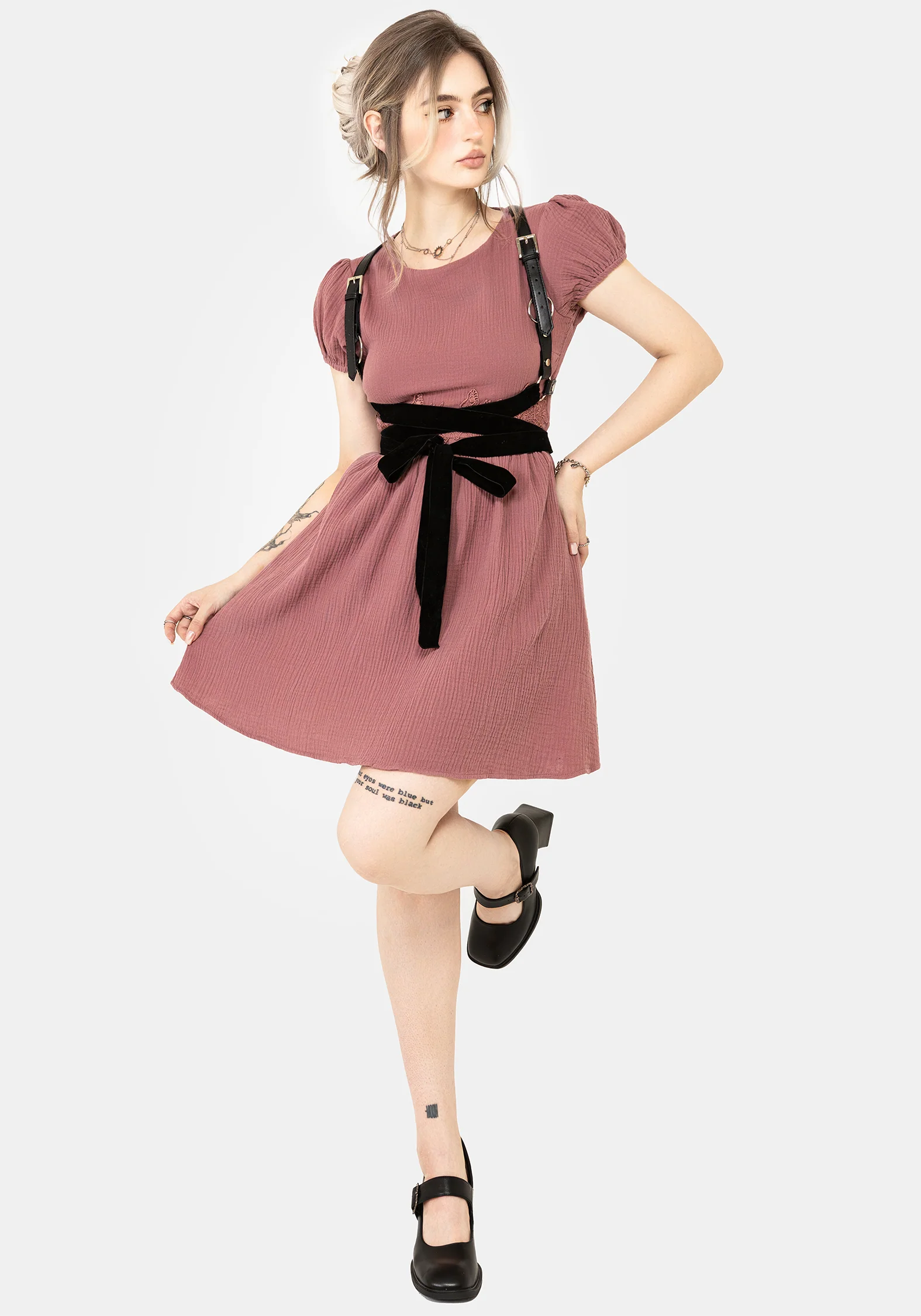 Rosamoth Applique Trim Cotton Mini Smock Dress - Image 5