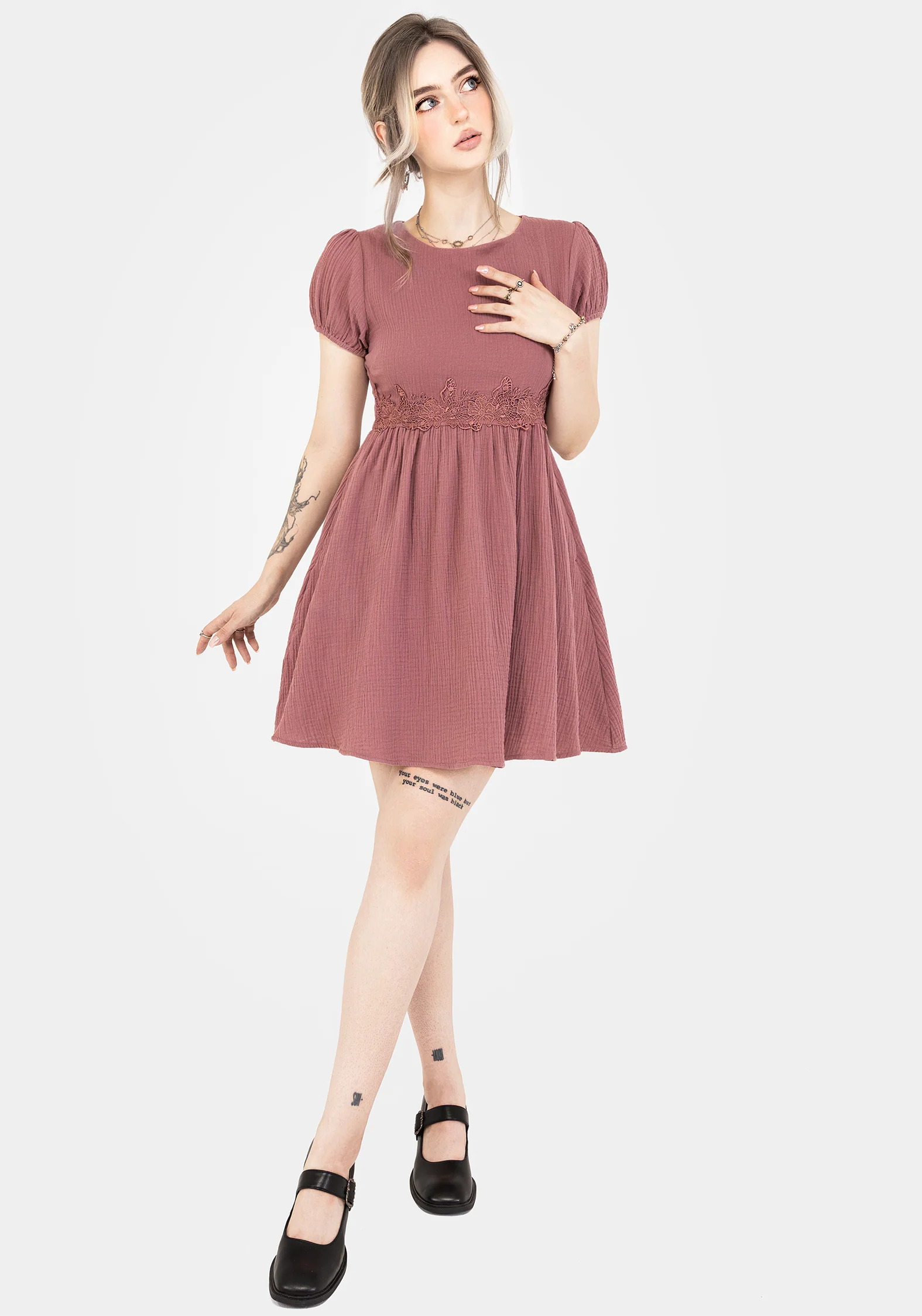 Rosamoth Applique Trim Cotton Mini Smock Dress - Image 7