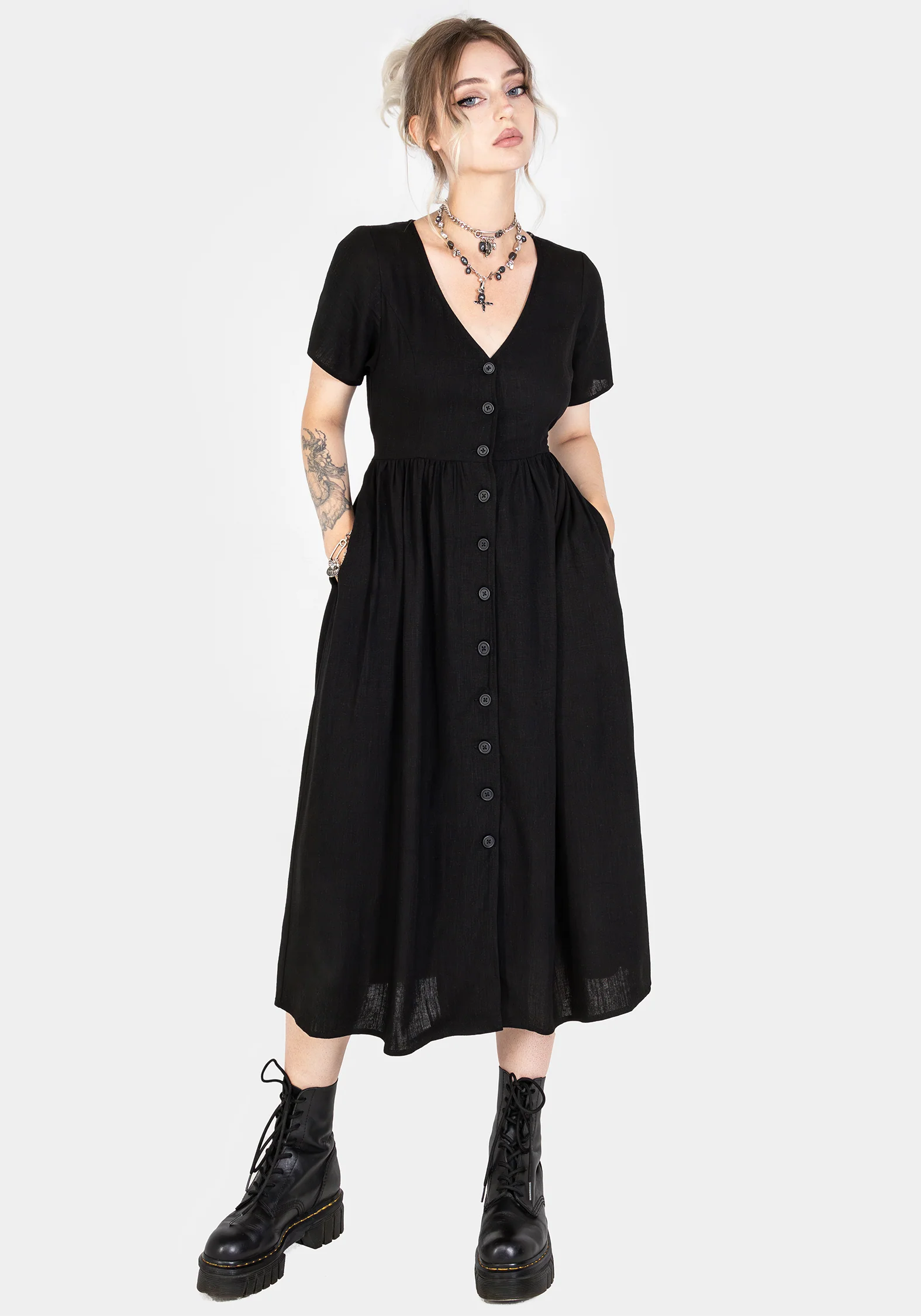 Rowan Linen Button Up Midi Dress - Image 4