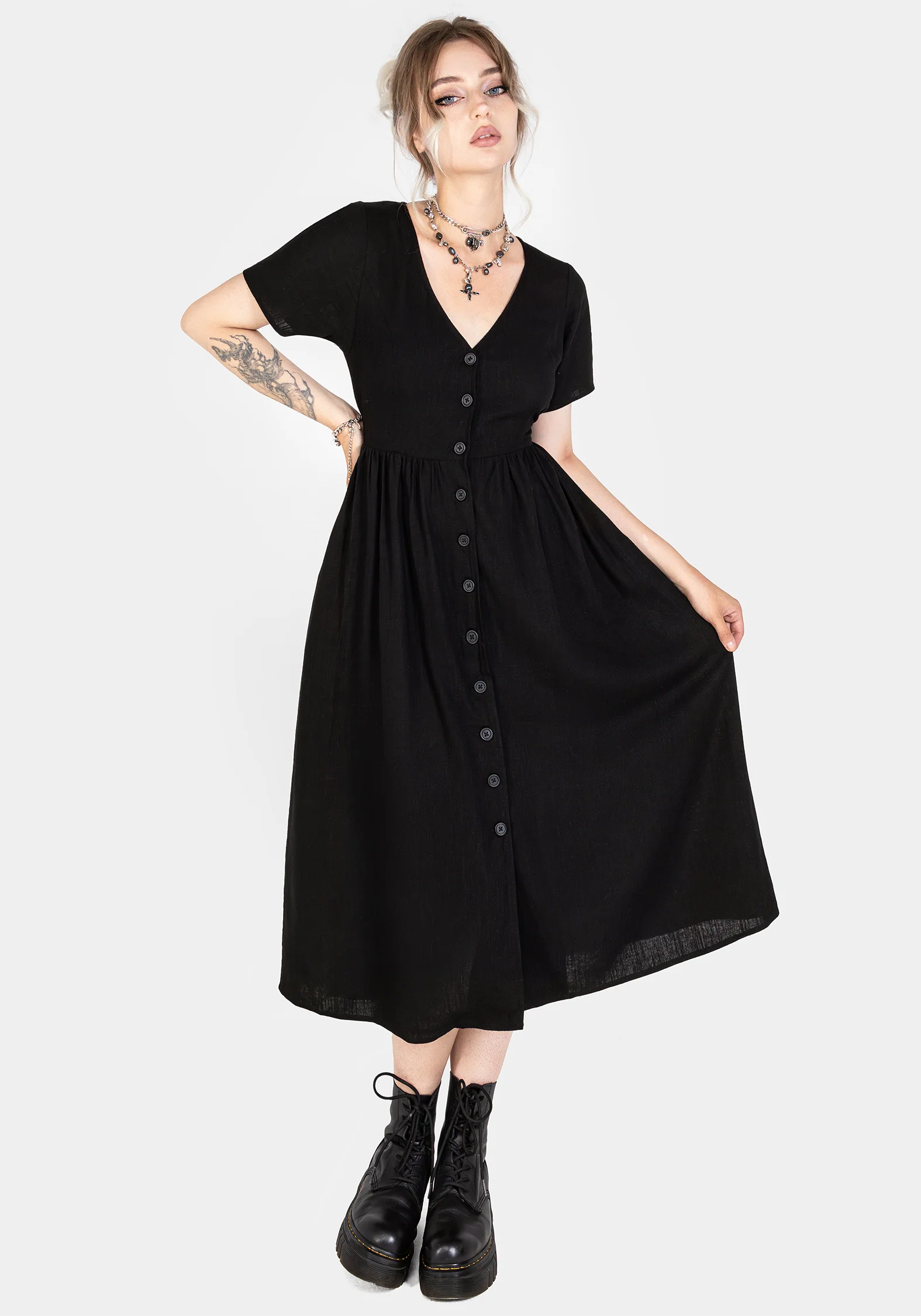 Rowan Linen Button Up Midi Dress - Image 5