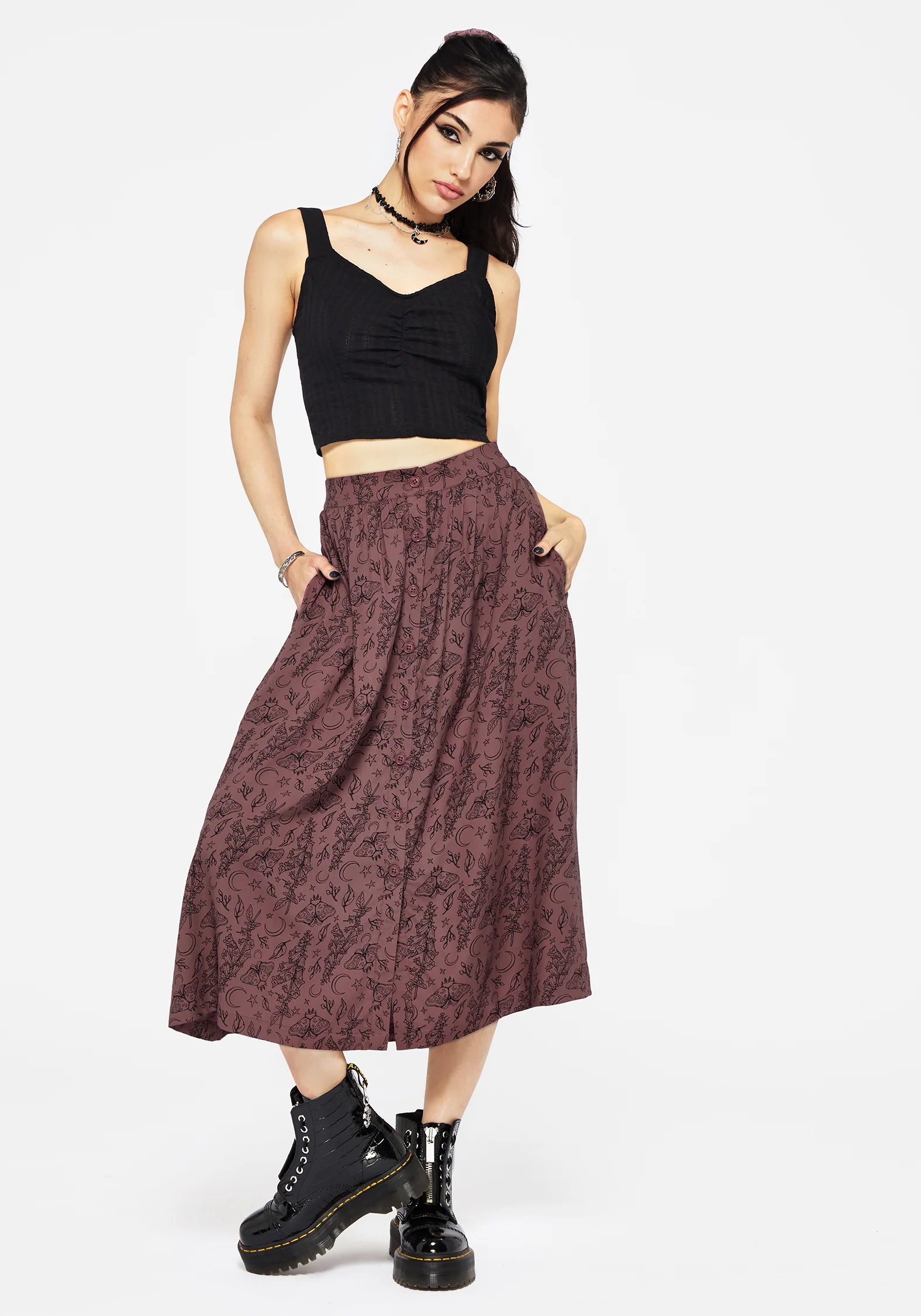 Roxana Moth Foxglove Button Down Midi Skirt - Image 4