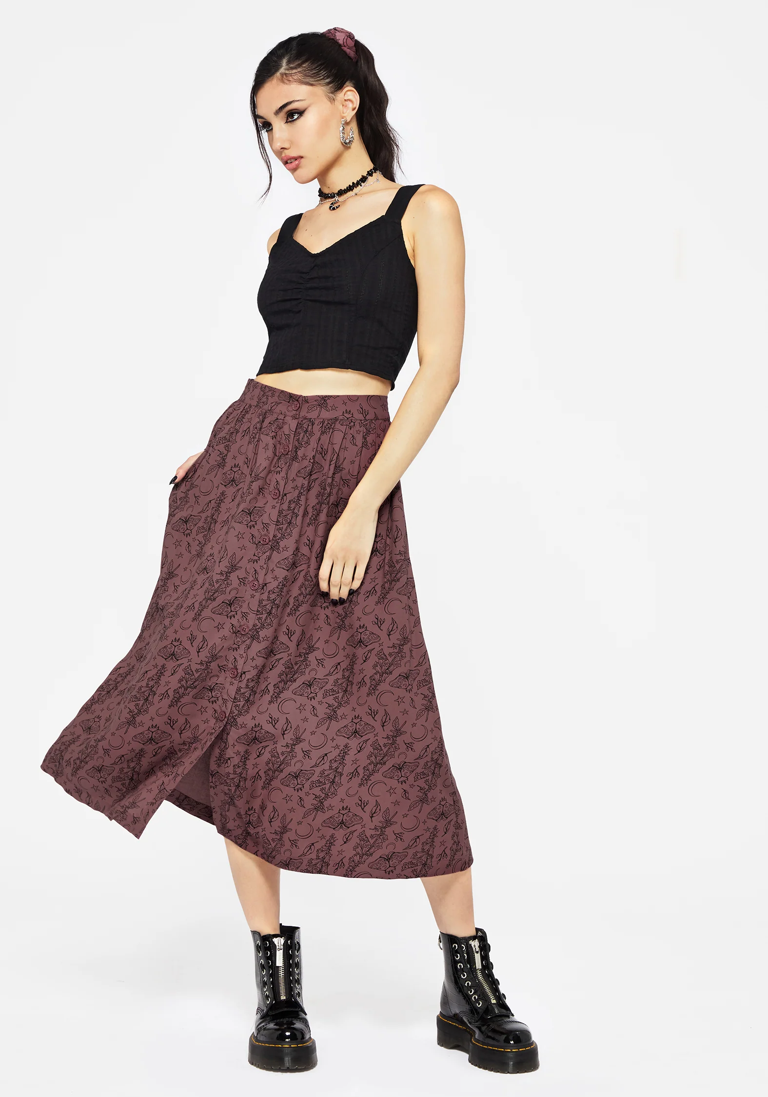 Roxana Moth Foxglove Button Down Midi Skirt - Image 5