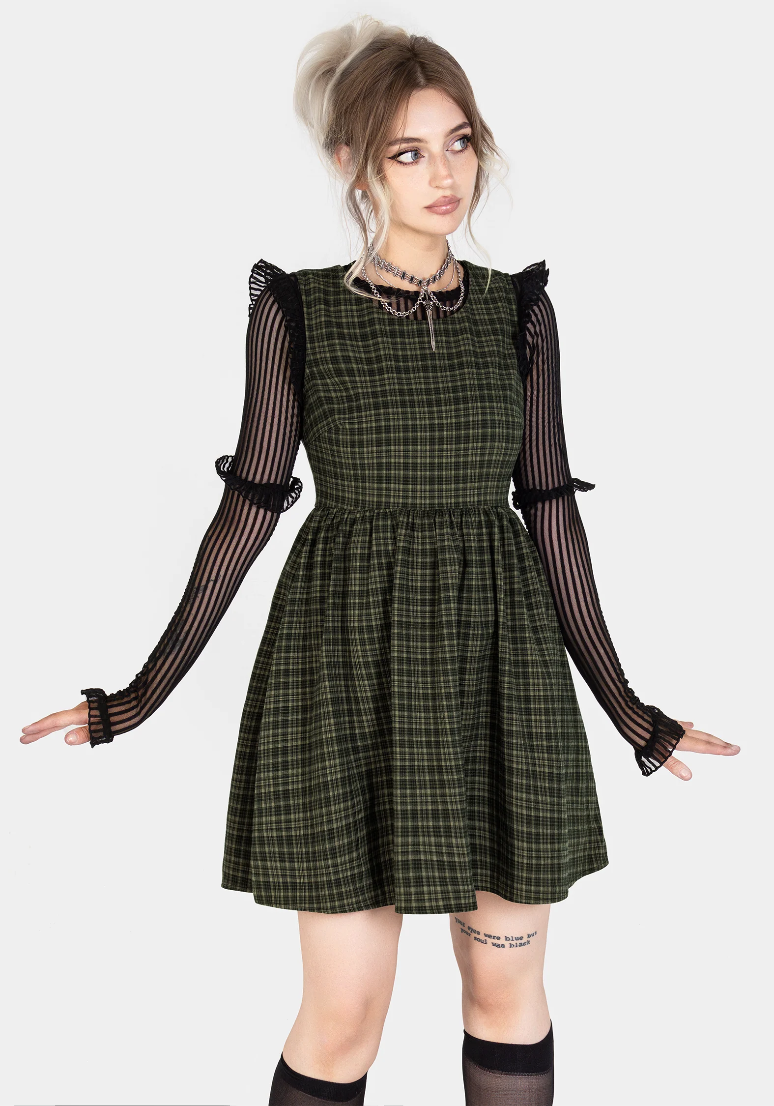 Sabine Check Mini Skater Dress - Image 3