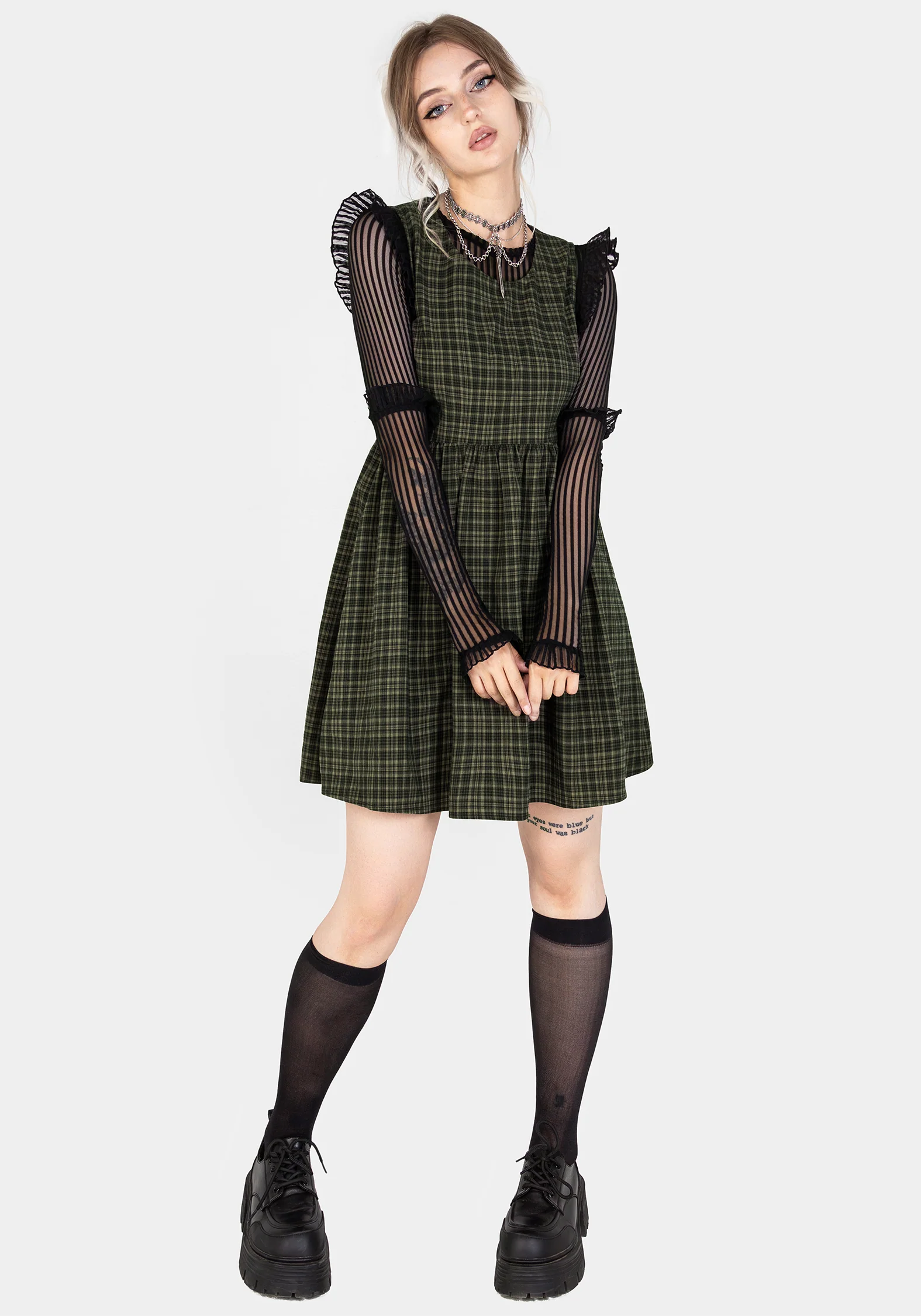 Sabine Check Mini Skater Dress - Image 5