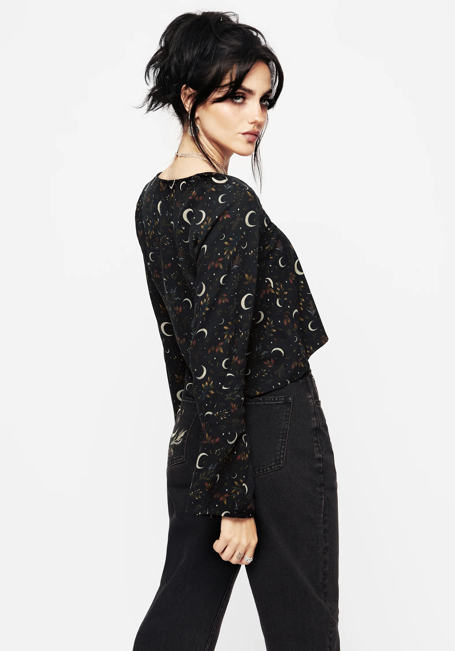 Sickle Moon Flute Sleeve Button Up Top - Image 3