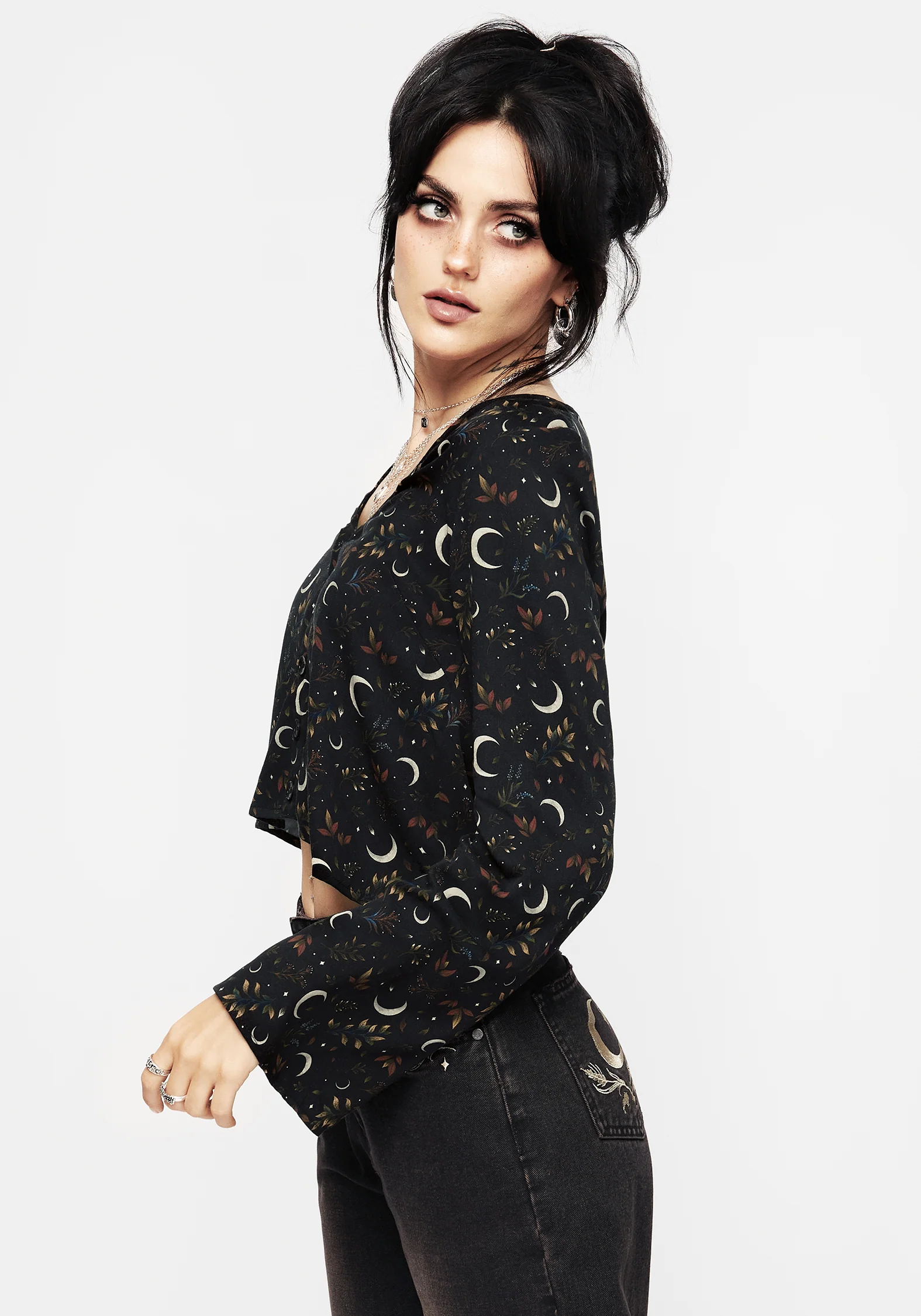 Sickle Moon Flute Sleeve Button Up Top - Image 5