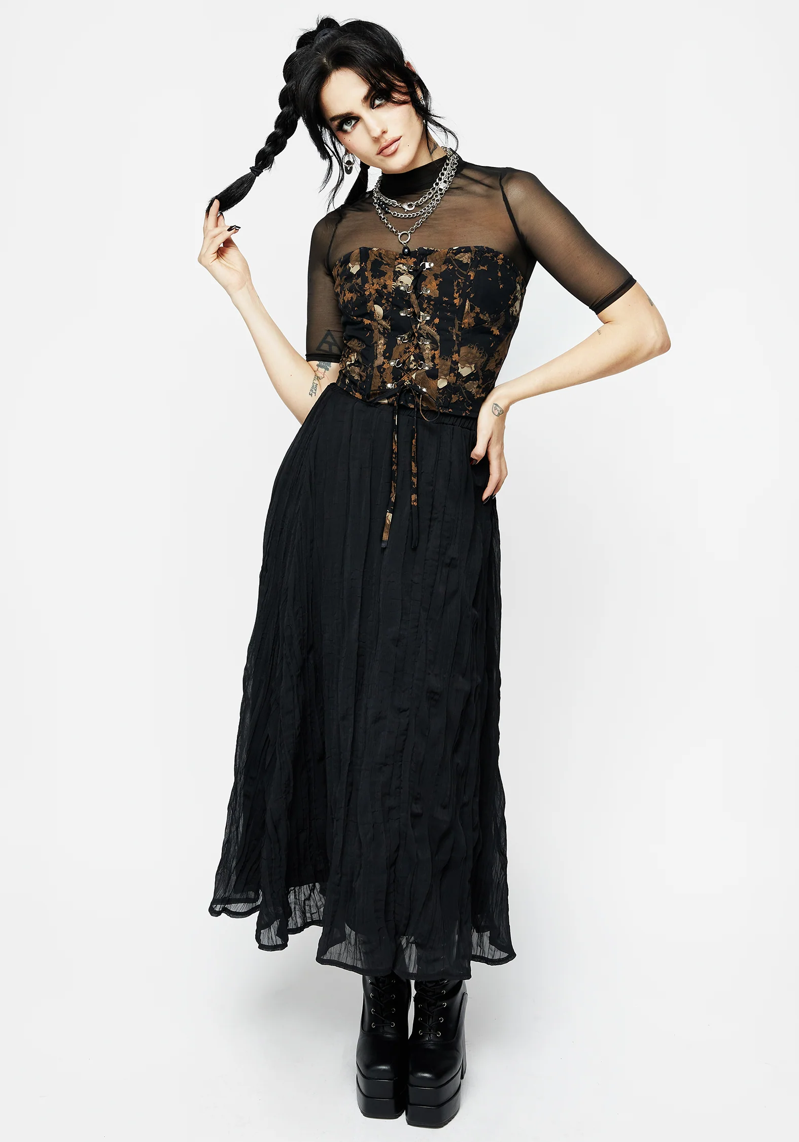 Underworld Cotton Lace Up Corset Top - Image 3