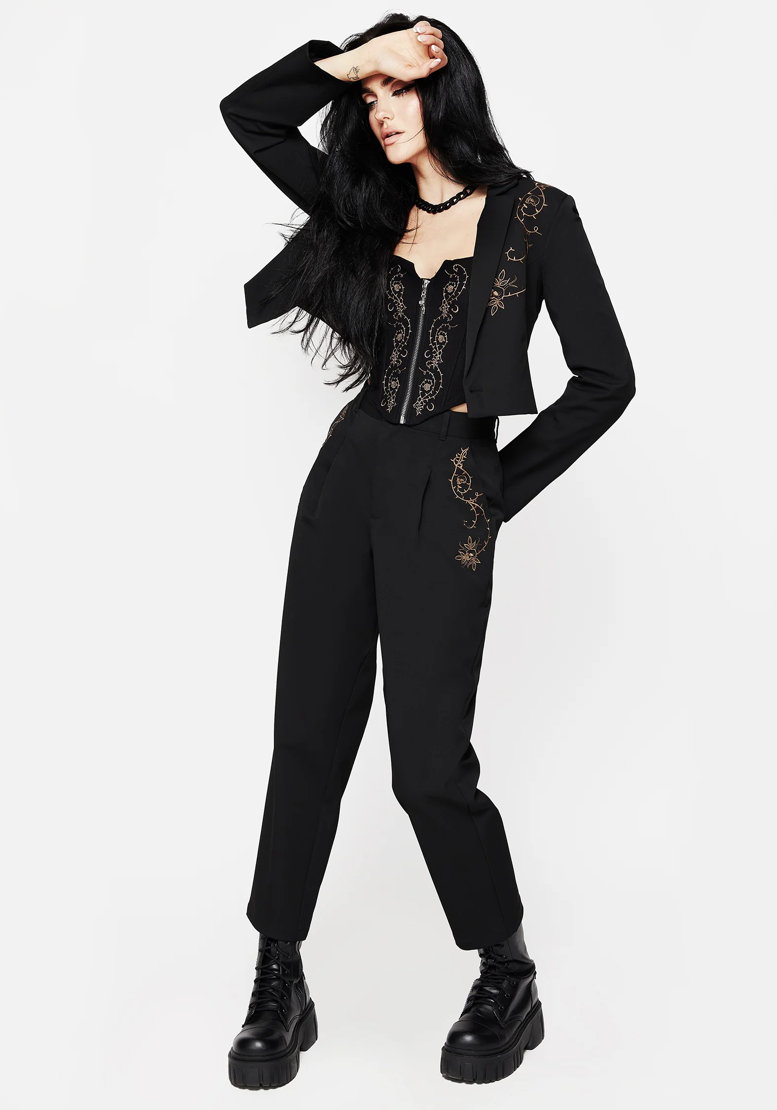 Vanitas Thorn Embroidered Tapered Trousers - Image 5