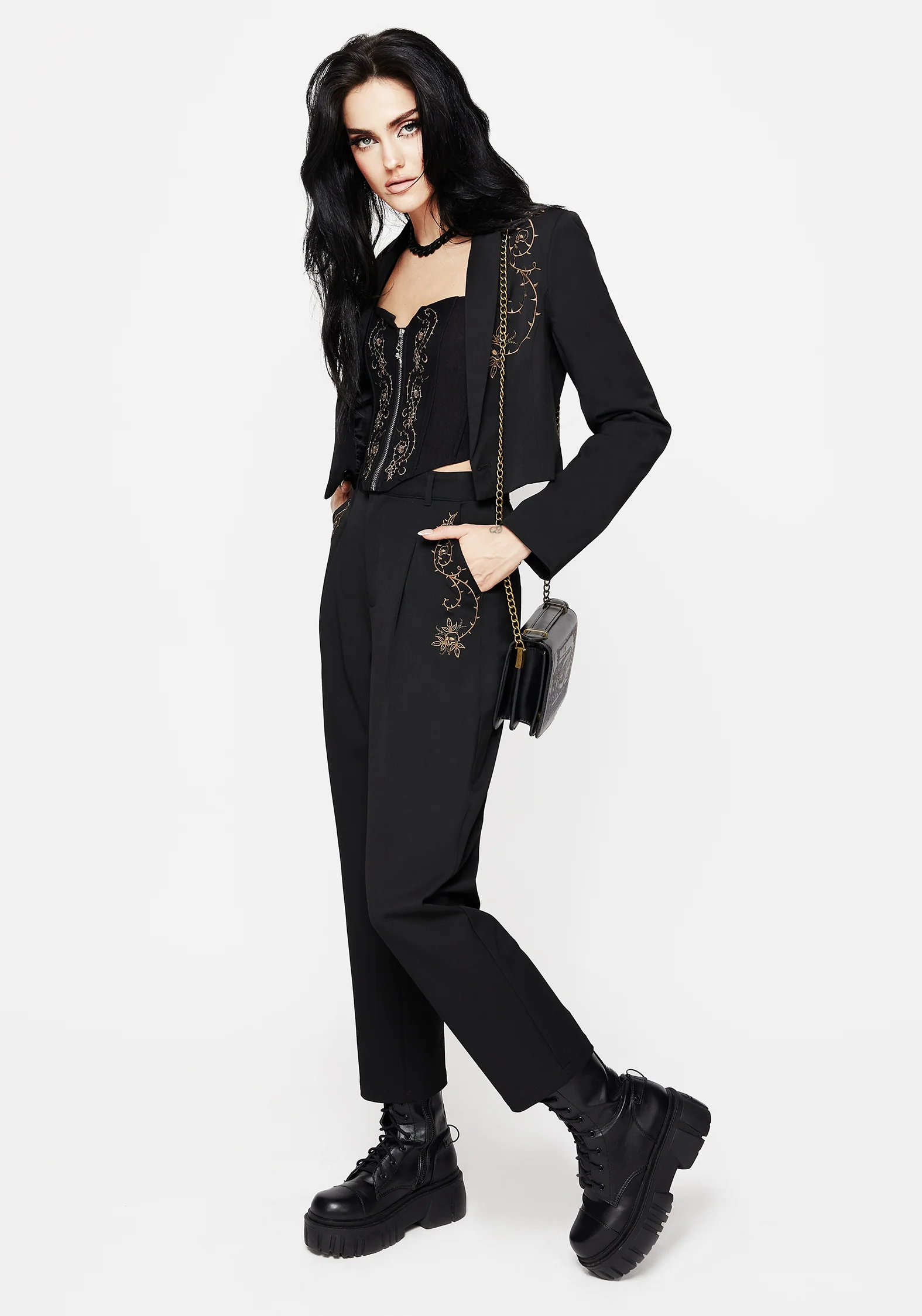 Vanitas Thorn Embroidered Tapered Trousers - Image 9