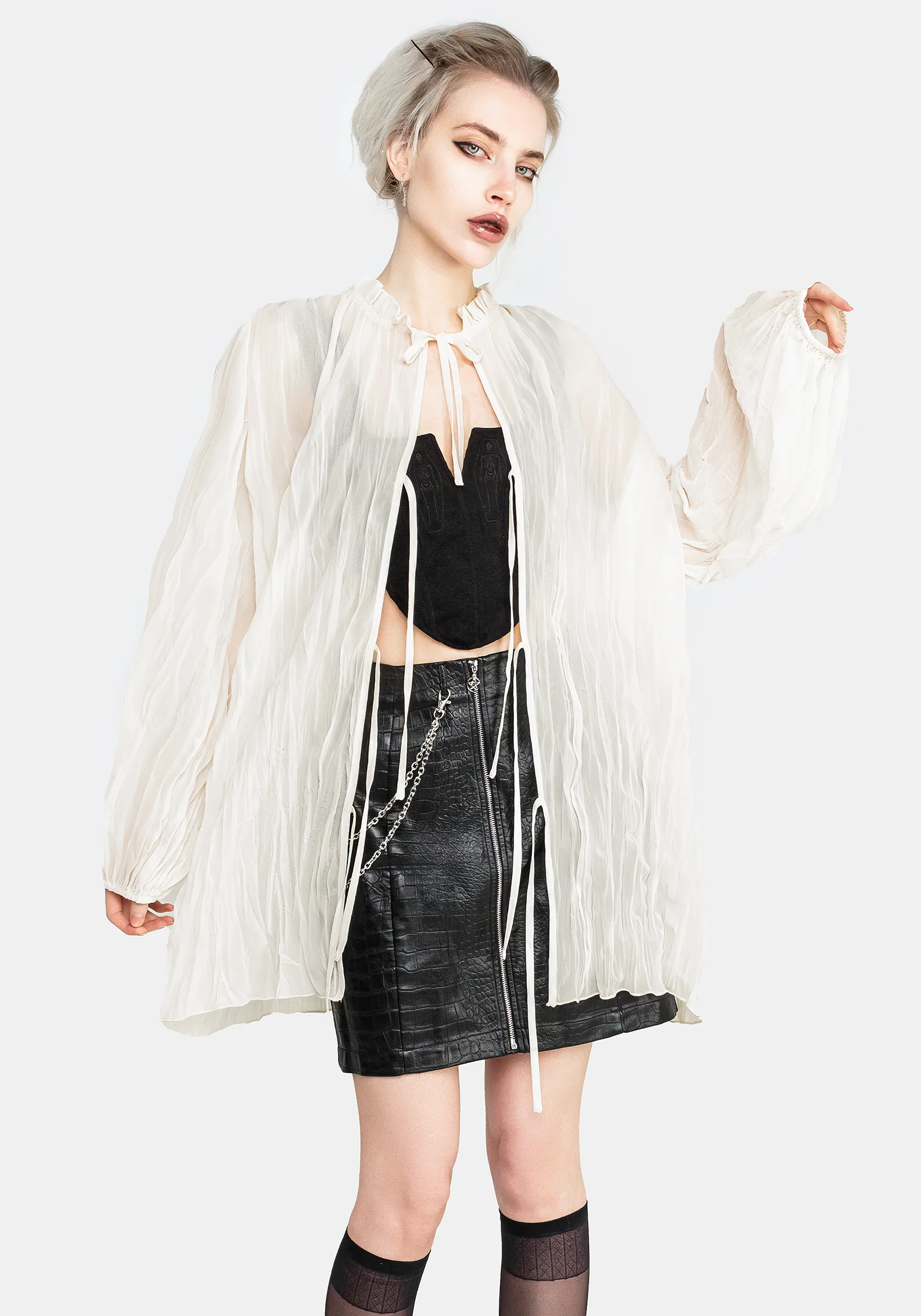 Villain Textured Blouse - White - Image 6