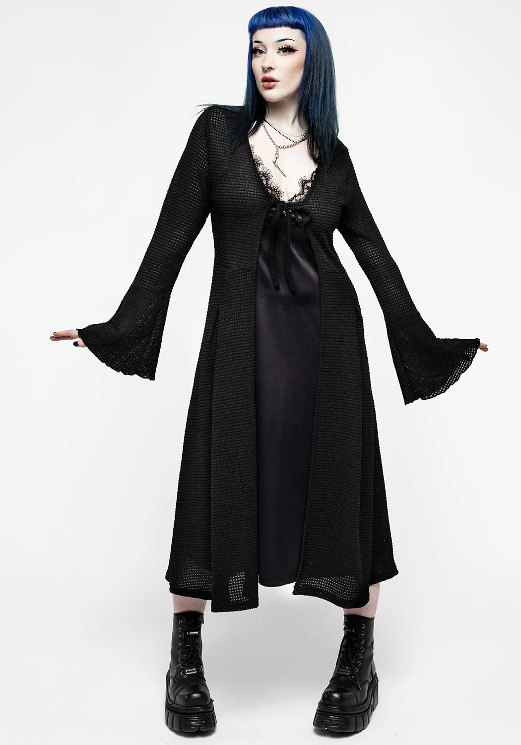 Xana Textured Tie Front Long Cardigan - Image 5