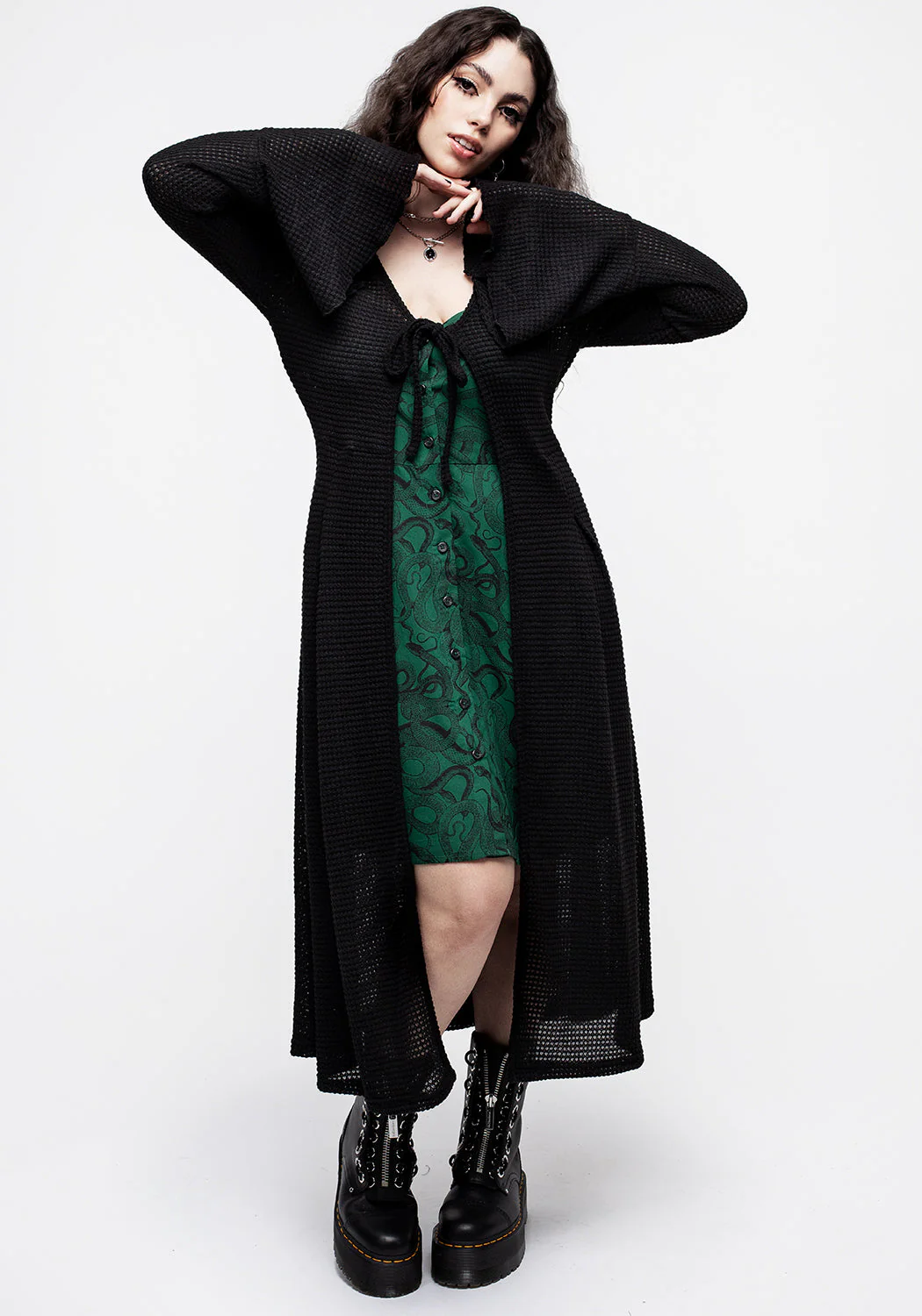 Xana Textured Tie Front Long Cardigan - Image 7