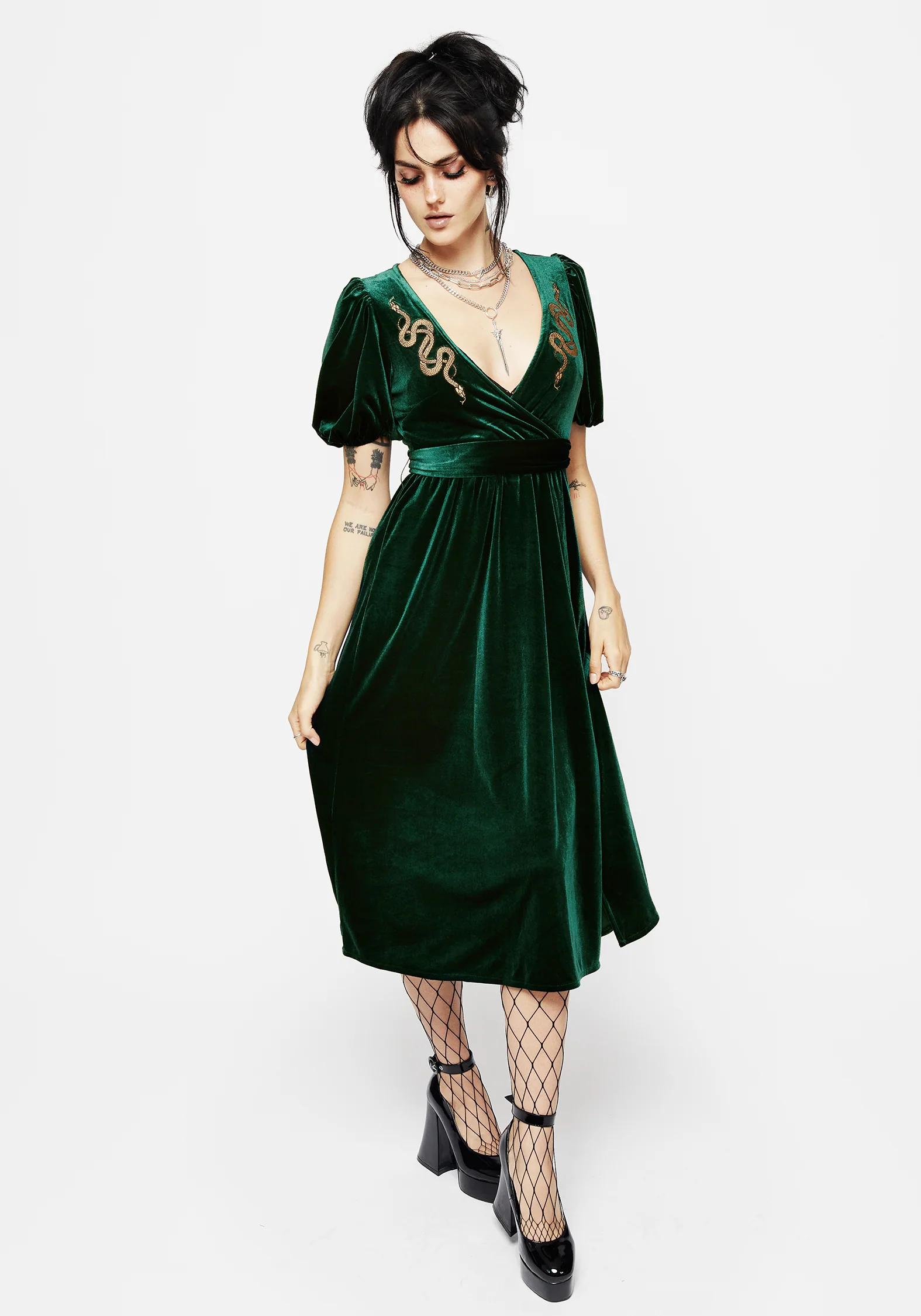Zarina Velour Applique Midi Wrap Dress - Image 7