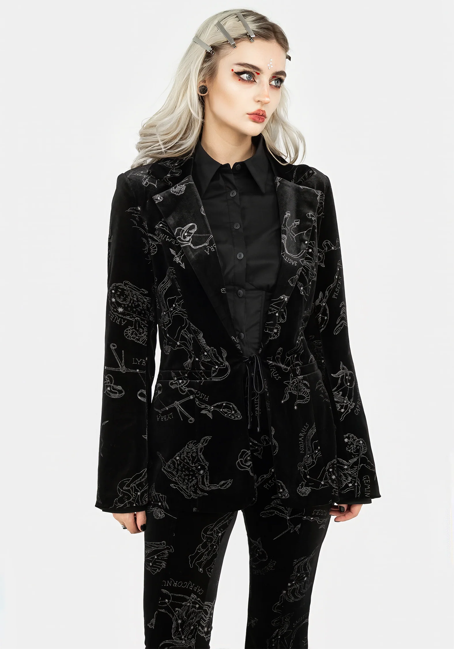 Zodiac Foil Print Velour Blazer - Image 10
