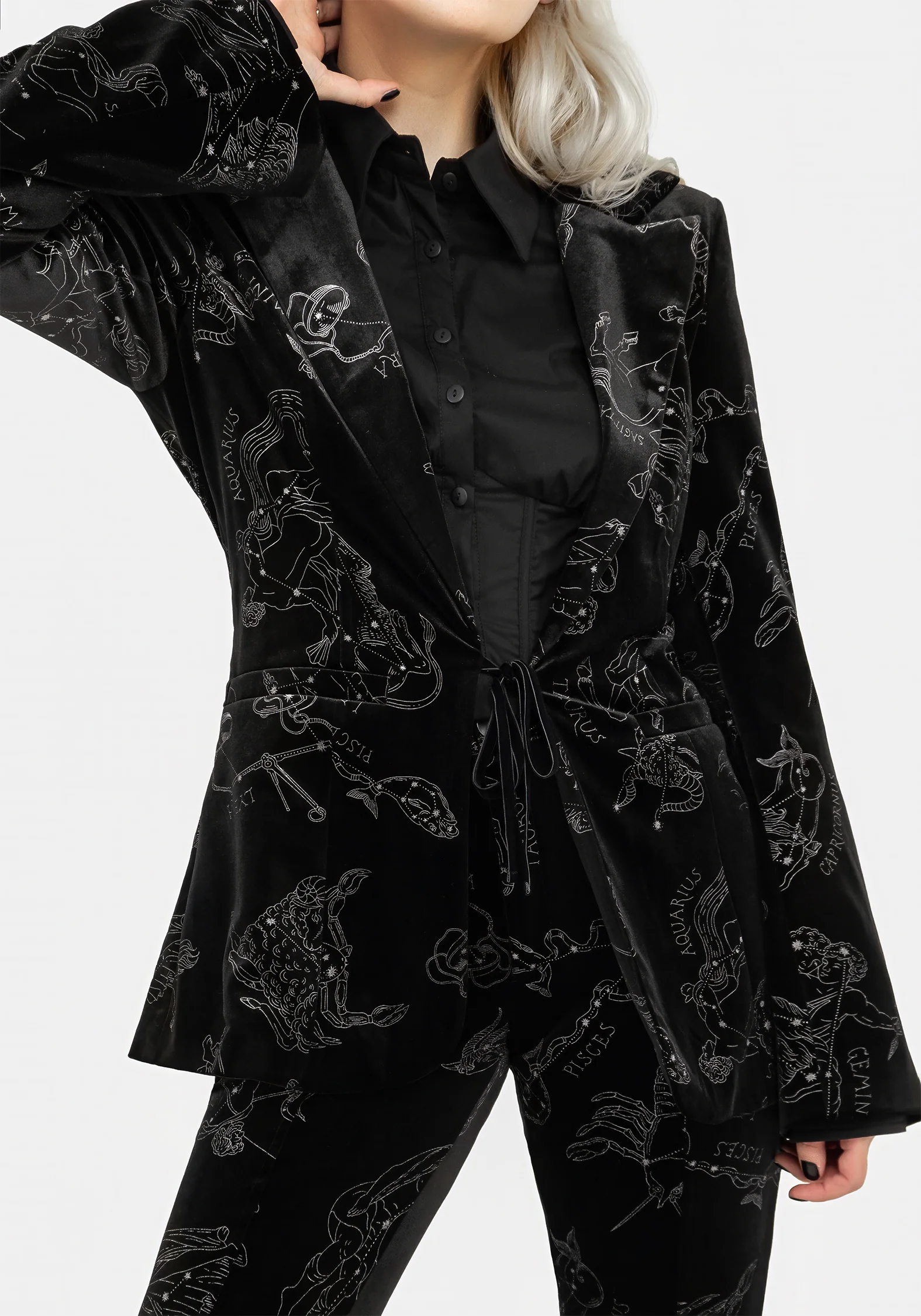 Zodiac Foil Print Velour Blazer - Image 5