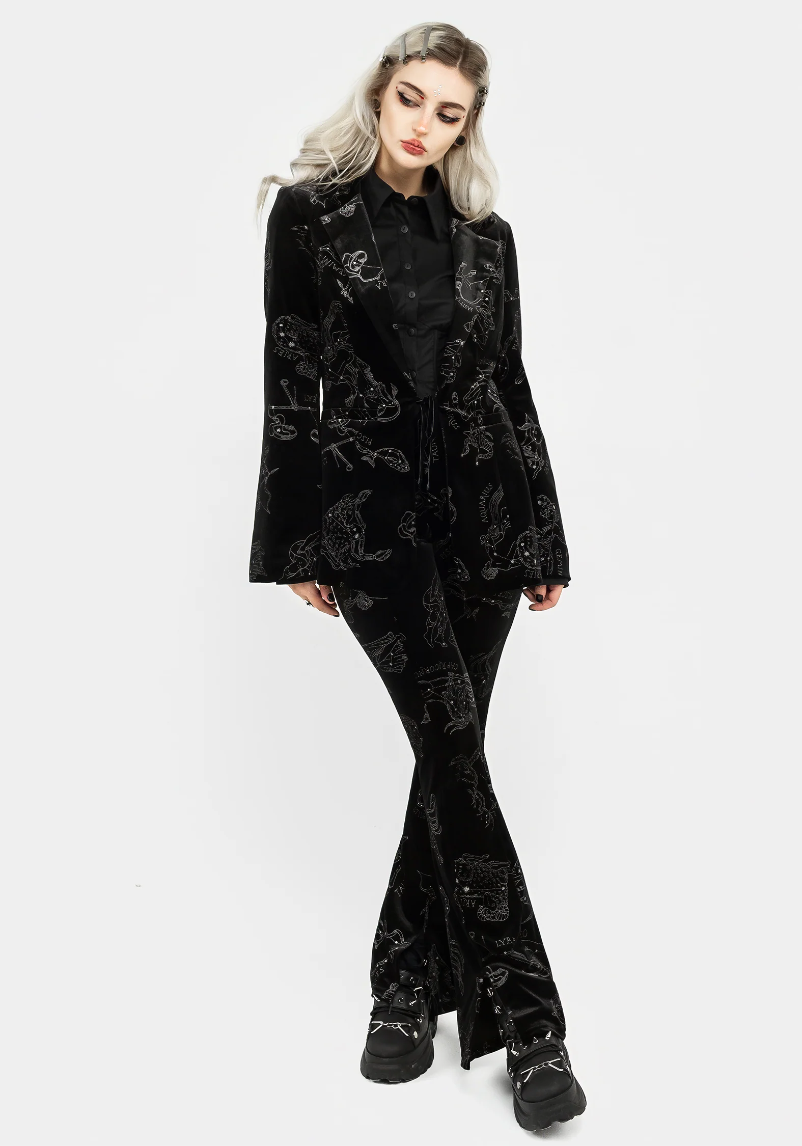Zodiac Foil Print Velour Blazer - Image 6