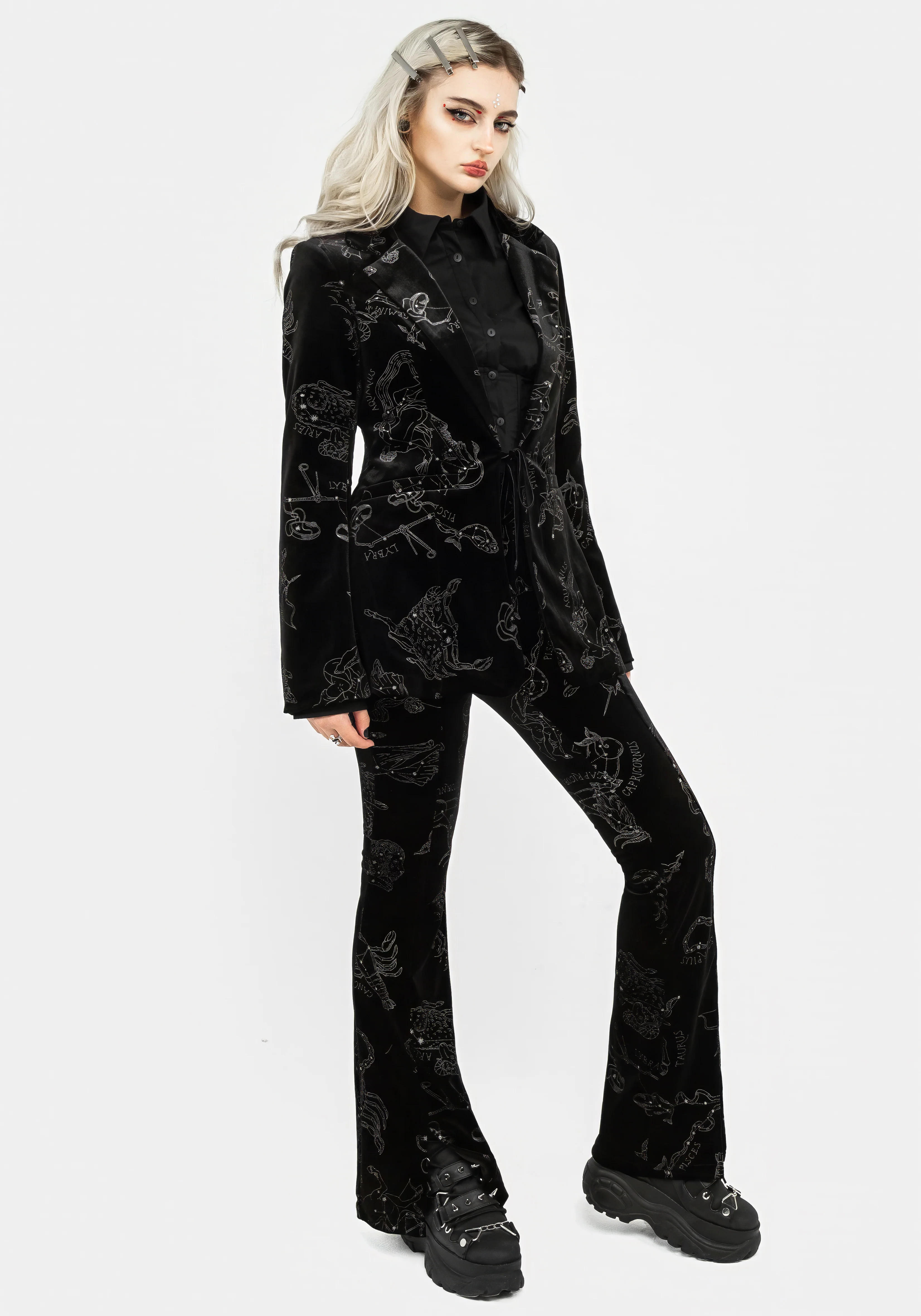 Zodiac Foil Print Velour Blazer - Image 8