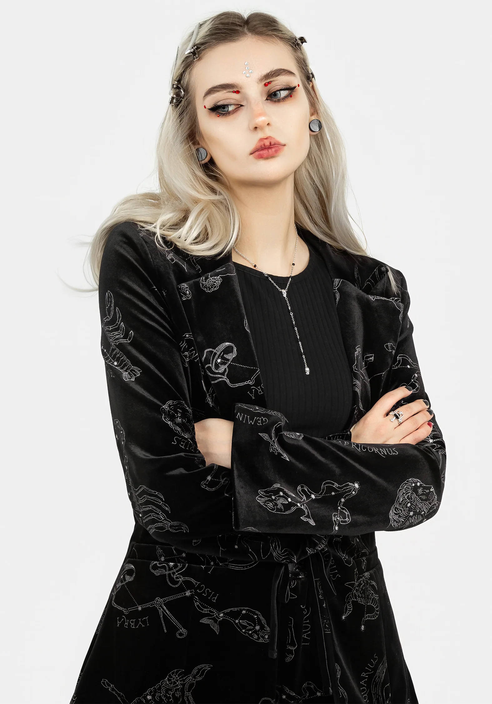 Zodiac Foil Print Velour Blazer - Image 9
